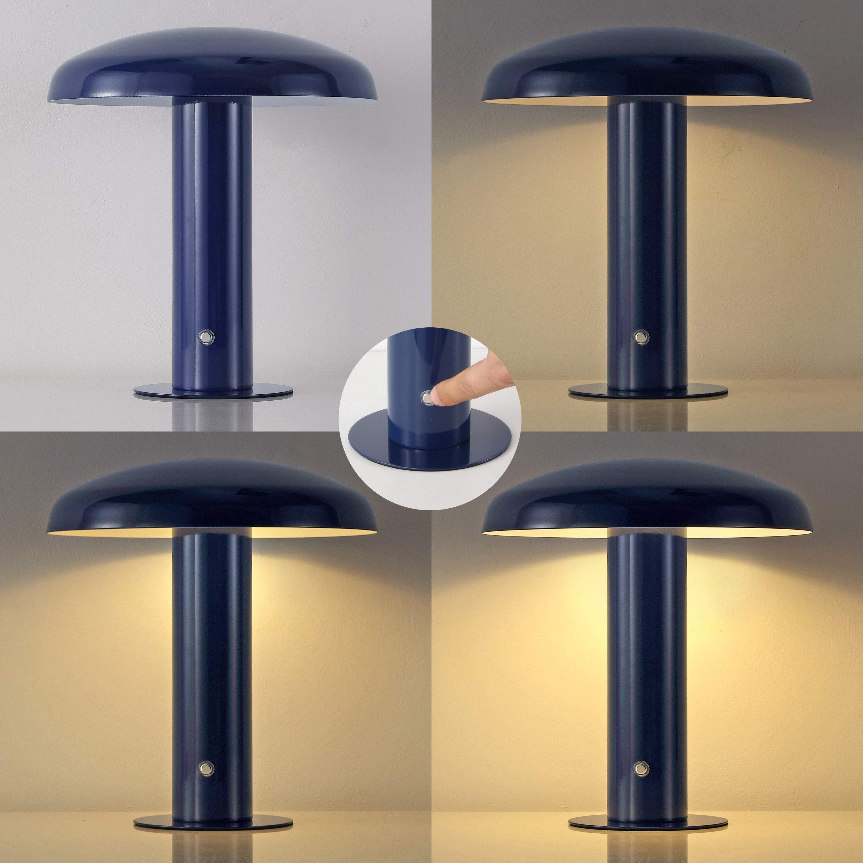 Suillius Contemporary Bohemian Rechargeable/Cordless Iron Dimmable Integrated LED Mushroom Table Lamp
