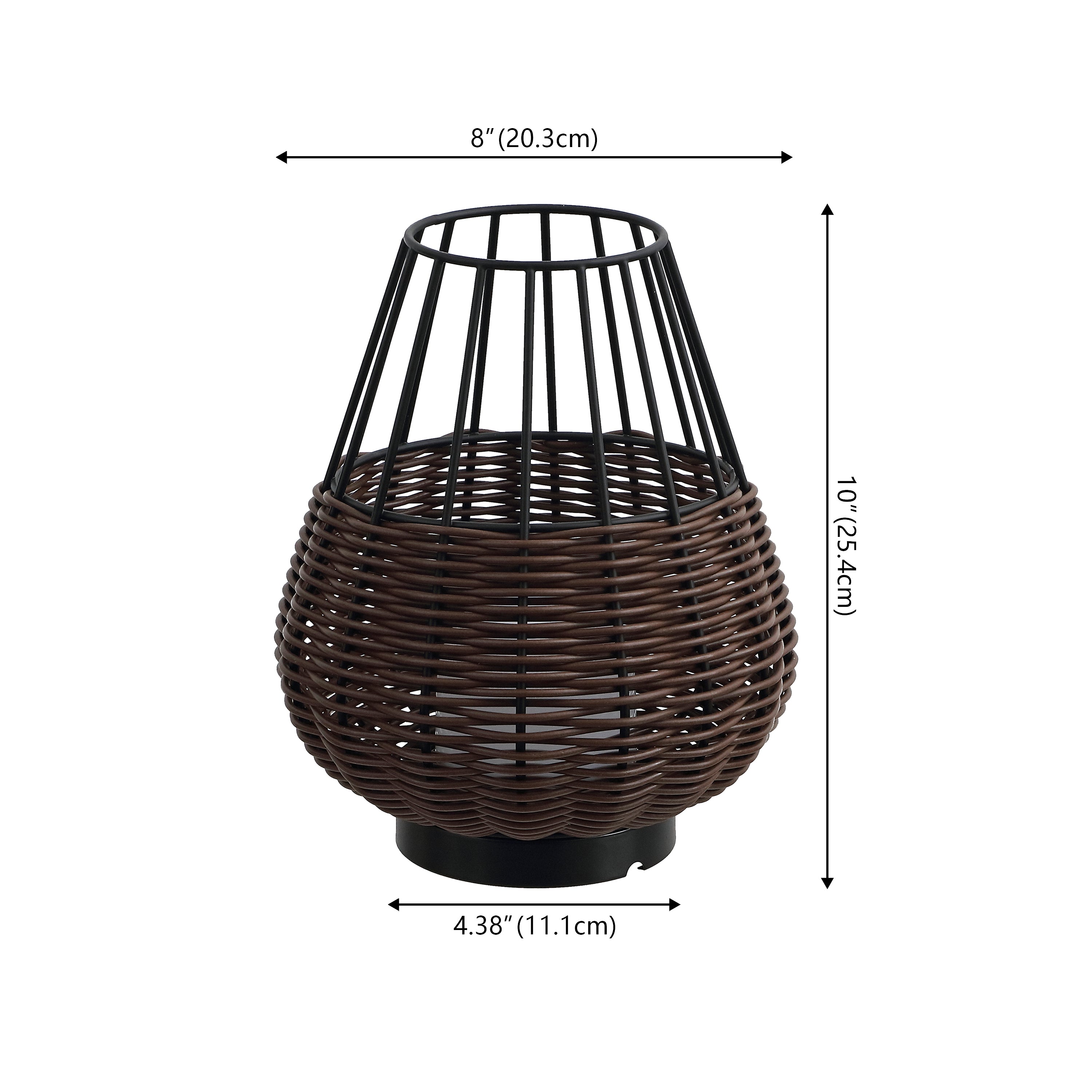 Elian 10" Modern Rustic Decorative Indoor/Outdoor Faux Wicker Rechargeable/Cordless Dimmable Integrated LED Table Lamp