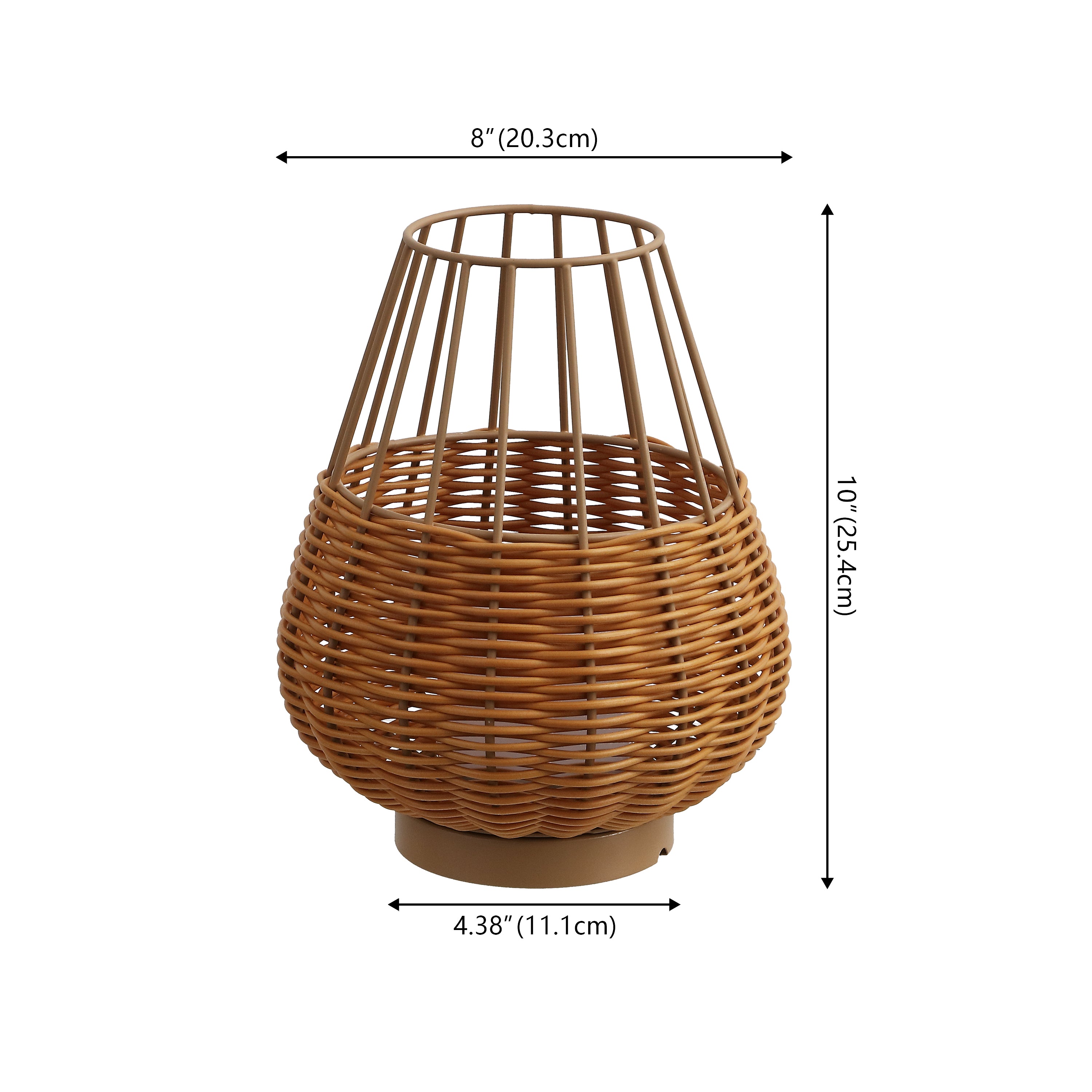 Elian 10" Modern Rustic Decorative Indoor/Outdoor Faux Wicker Rechargeable/Cordless Dimmable Integrated LED Table Lamp