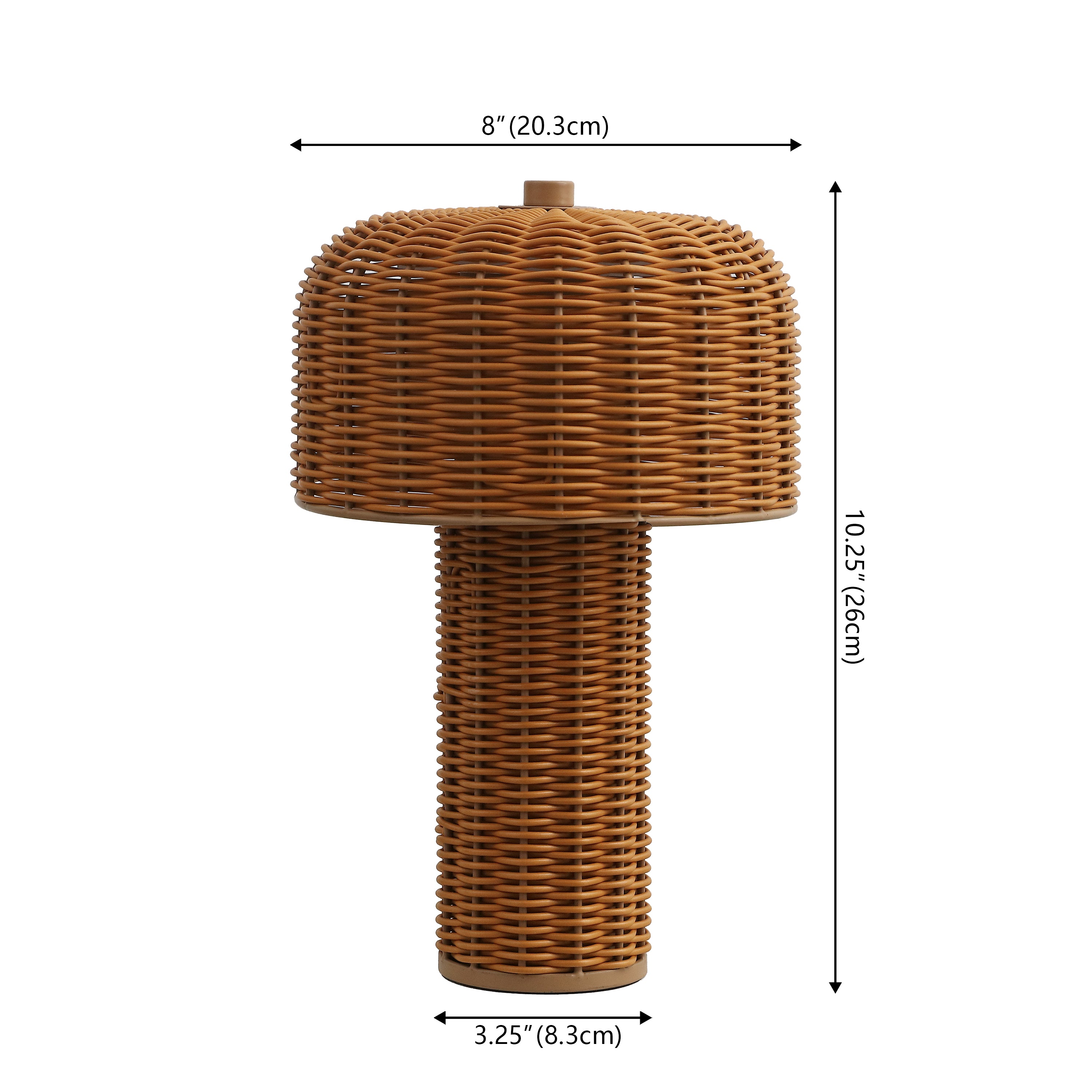 Mia 10" Modern Scandinavian Indoor/Outdoor Faux Wicker Rechargeable/Cordless Dimmable Integrated LED Table Lamp, Set of 2