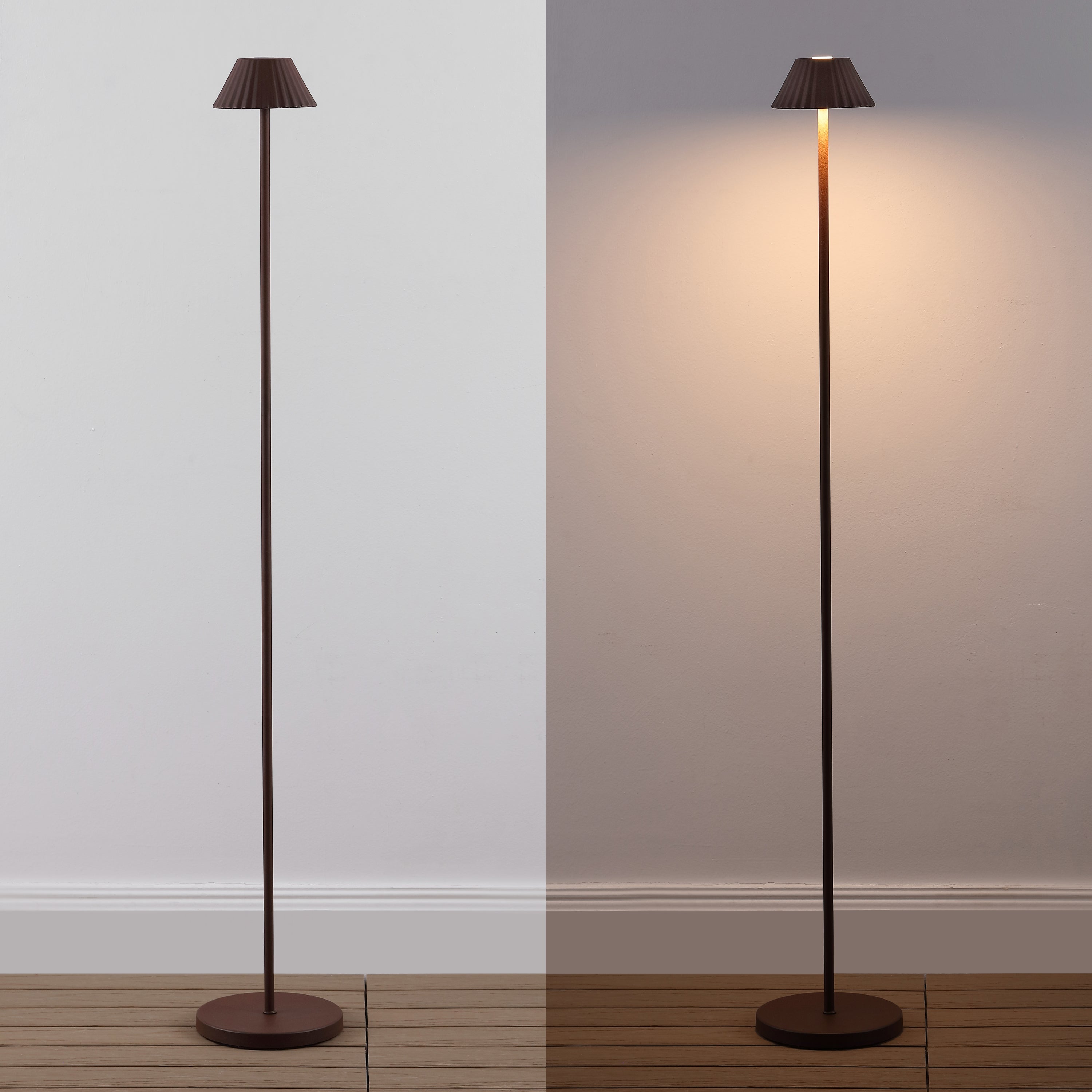 Mallory 44" Modern Minimalist Indoor/Outdoor Iron Pleated Shade Rechargeable/Cordless Dimmable Integrated LED Floor Lamp