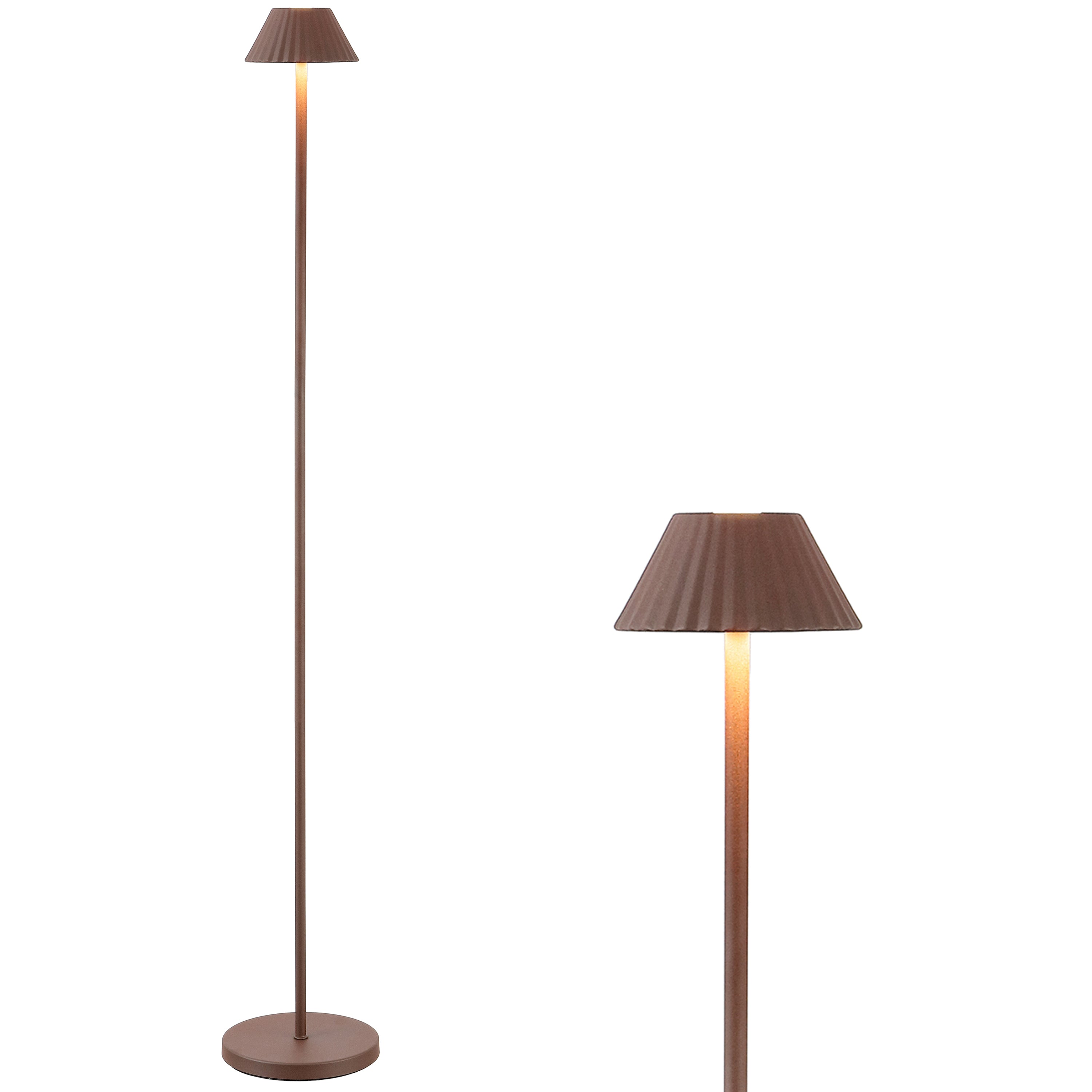 Mallory 44" Modern Minimalist Indoor/Outdoor Iron Pleated Shade Rechargeable/Cordless Dimmable Integrated LED Floor Lamp