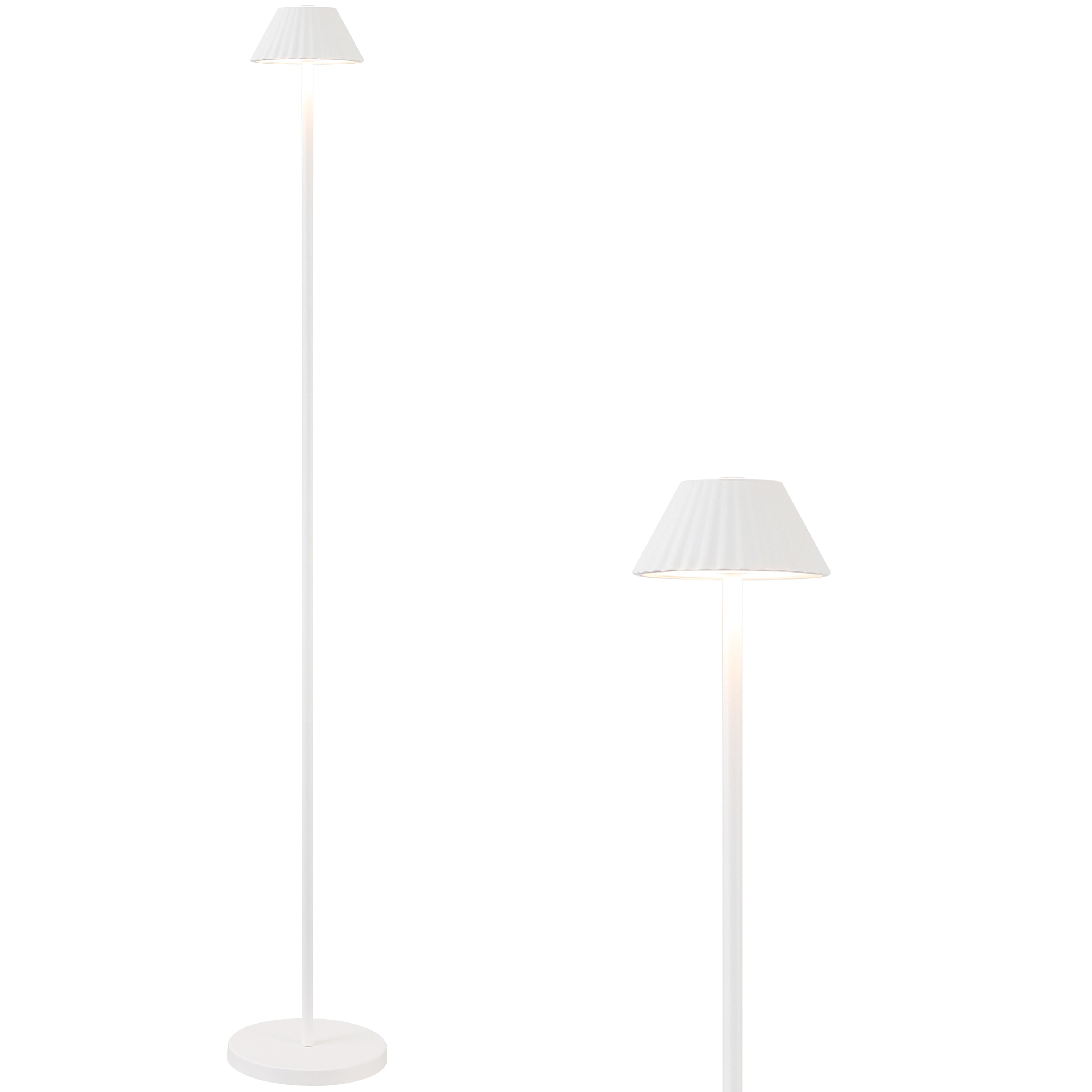 Mallory 44" Modern Minimalist Indoor/Outdoor Iron Pleated Shade Rechargeable/Cordless Dimmable Integrated LED Floor Lamp