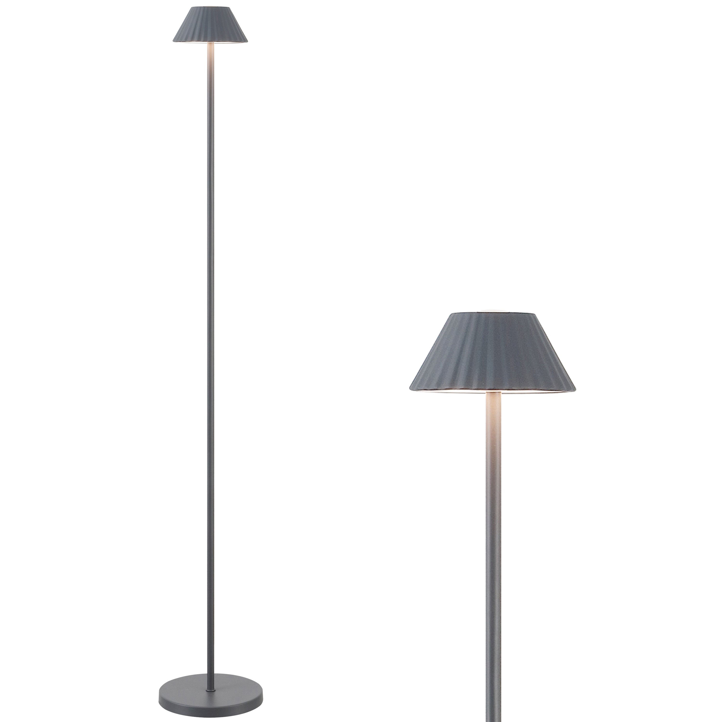 Mallory 44" Modern Minimalist Indoor/Outdoor Iron Pleated Shade Rechargeable/Cordless Dimmable Integrated LED Floor Lamp