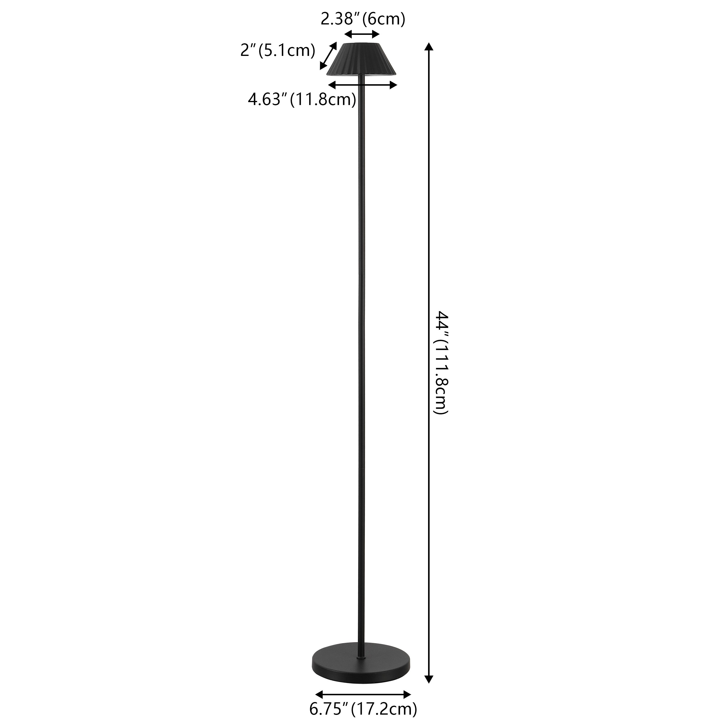 Mallory 44" Modern Minimalist Indoor/Outdoor Iron Pleated Shade Rechargeable/Cordless Dimmable Integrated LED Floor Lamp