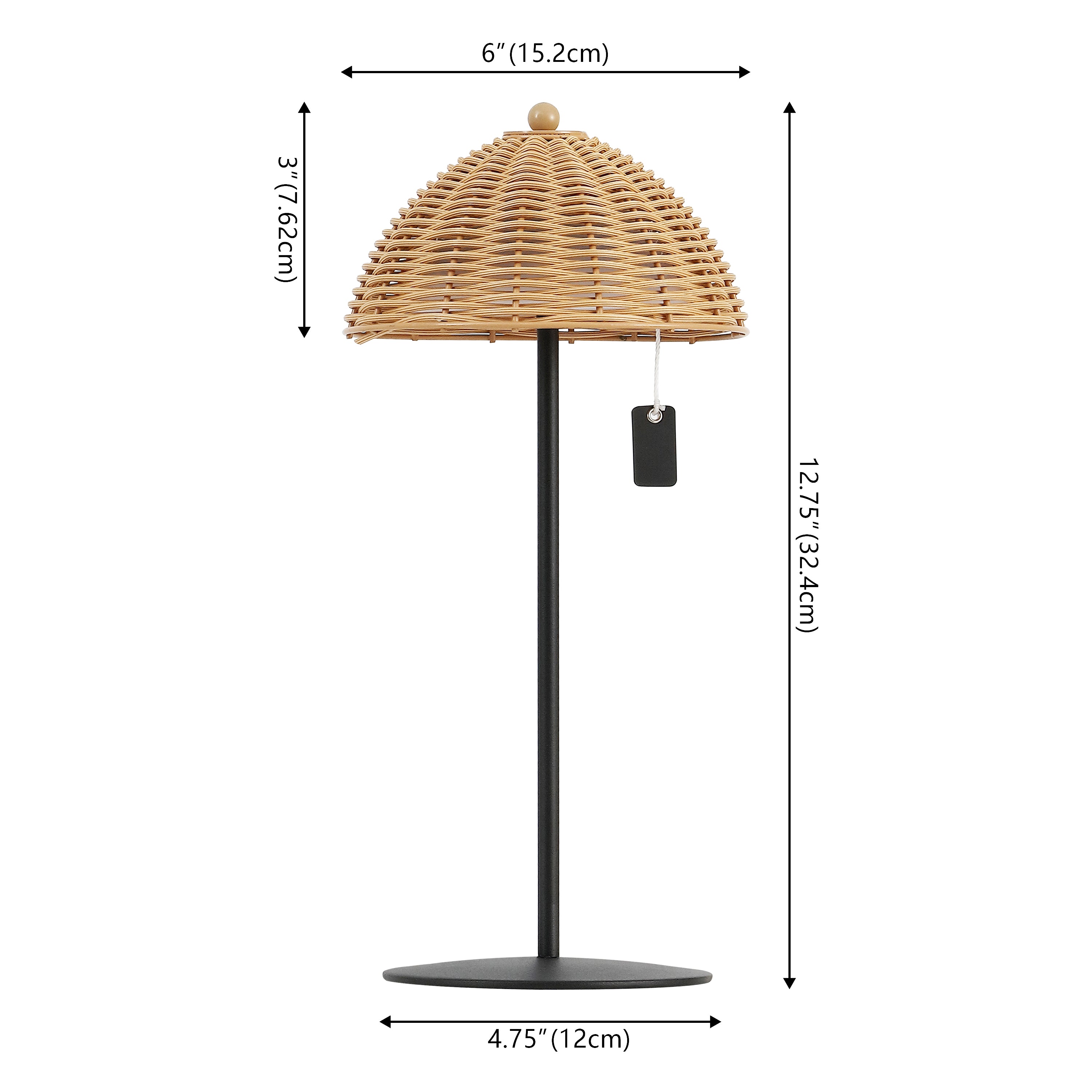 Tilly 12.75" Modern Coastal Indoor/Outdoor Wicker Shade Rechargeable/Cordless Dimmable Integrated LED Table Lamp, Set of 2
