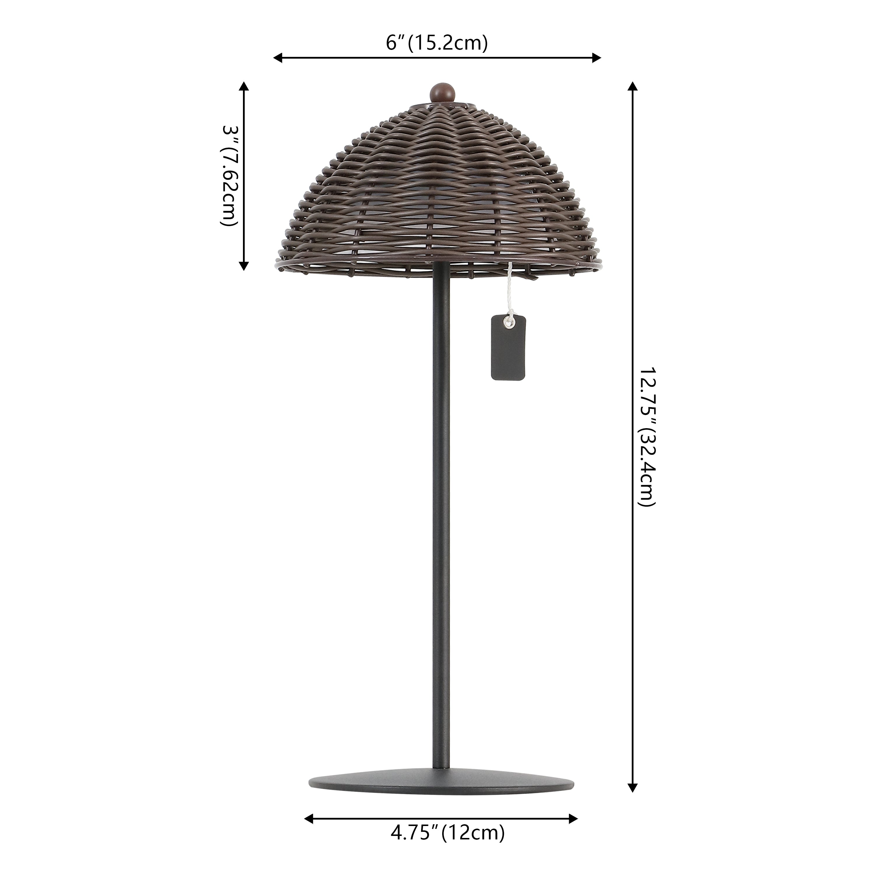 Tilly 12.75" Modern Coastal Indoor/Outdoor Wicker Shade Rechargeable/Cordless Dimmable Integrated LED Table Lamp, Set of 2