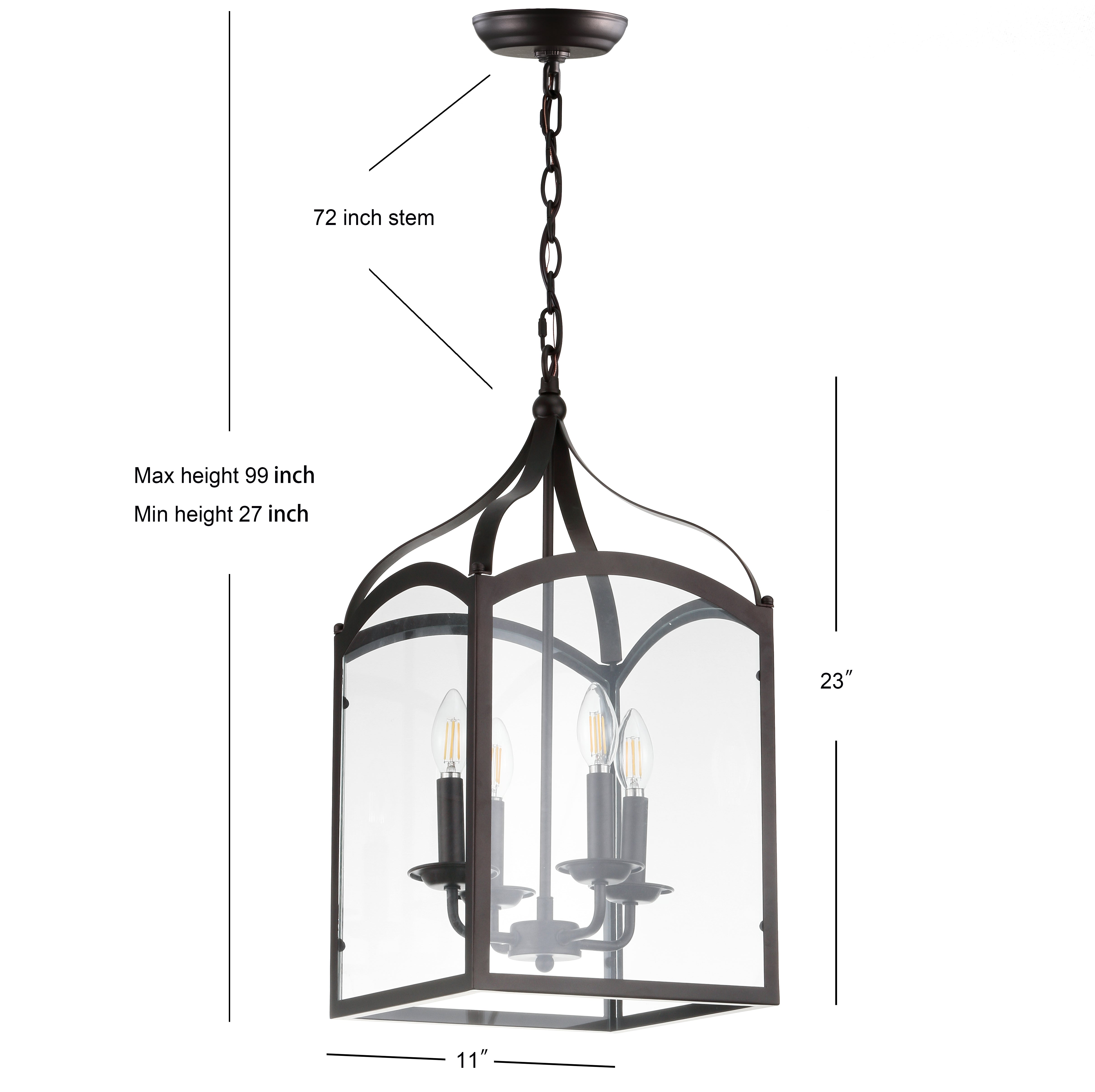 Ruth 4-light Traditional Classic Lantern Metal/Glass LED Pendant
