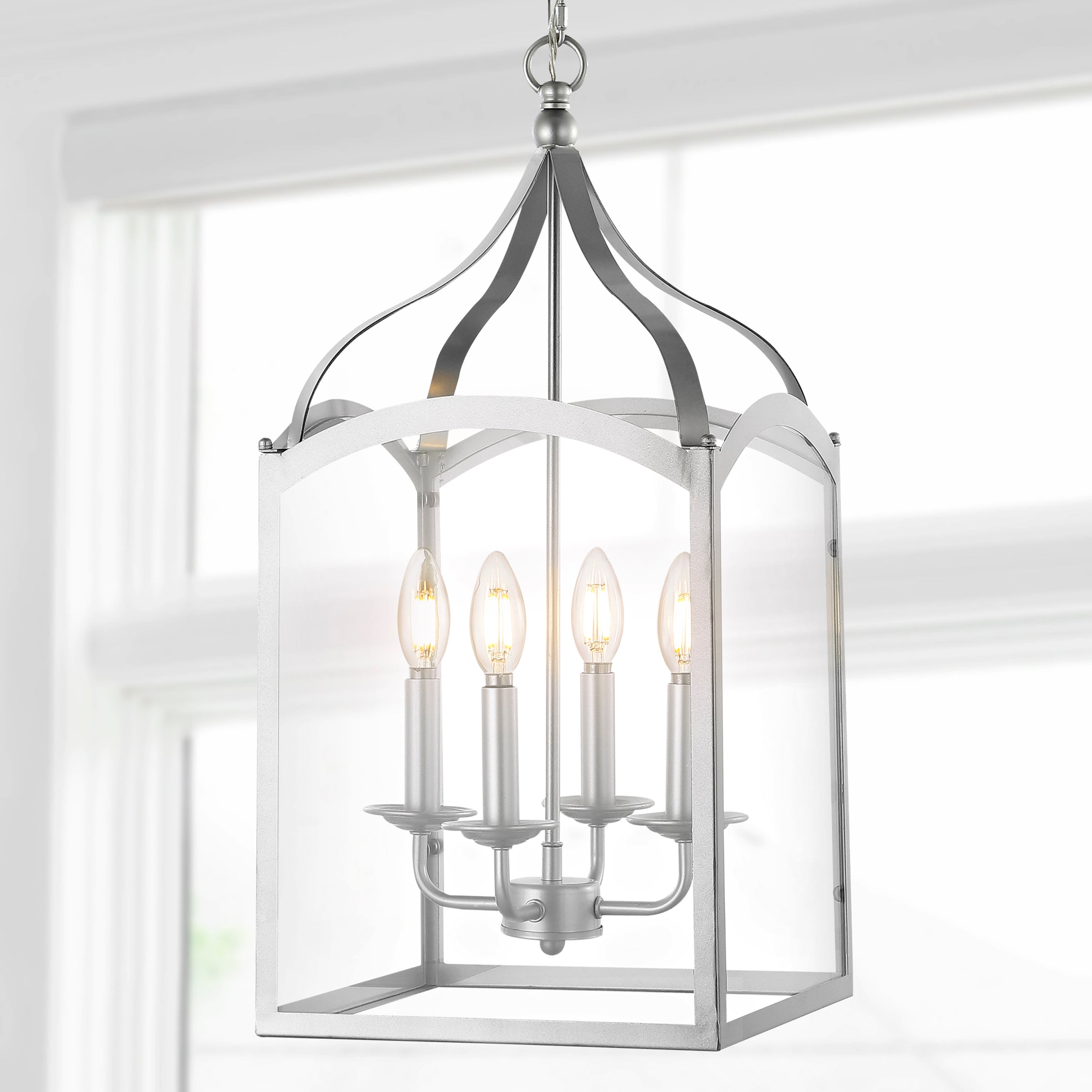 Ruth 4-light Traditional Classic Lantern Metal/Glass LED Pendant