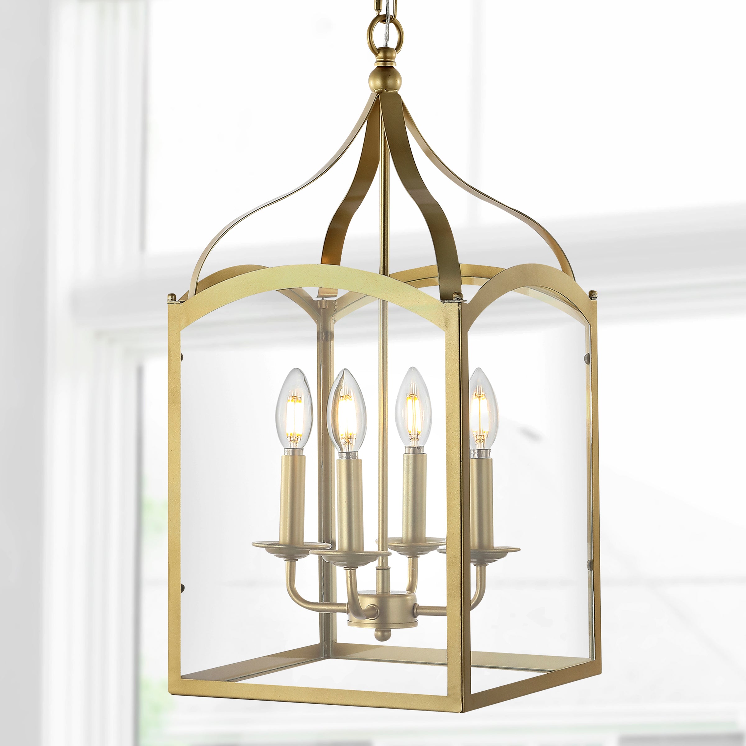 Ruth 4-light Traditional Classic Lantern Metal/Glass LED Pendant