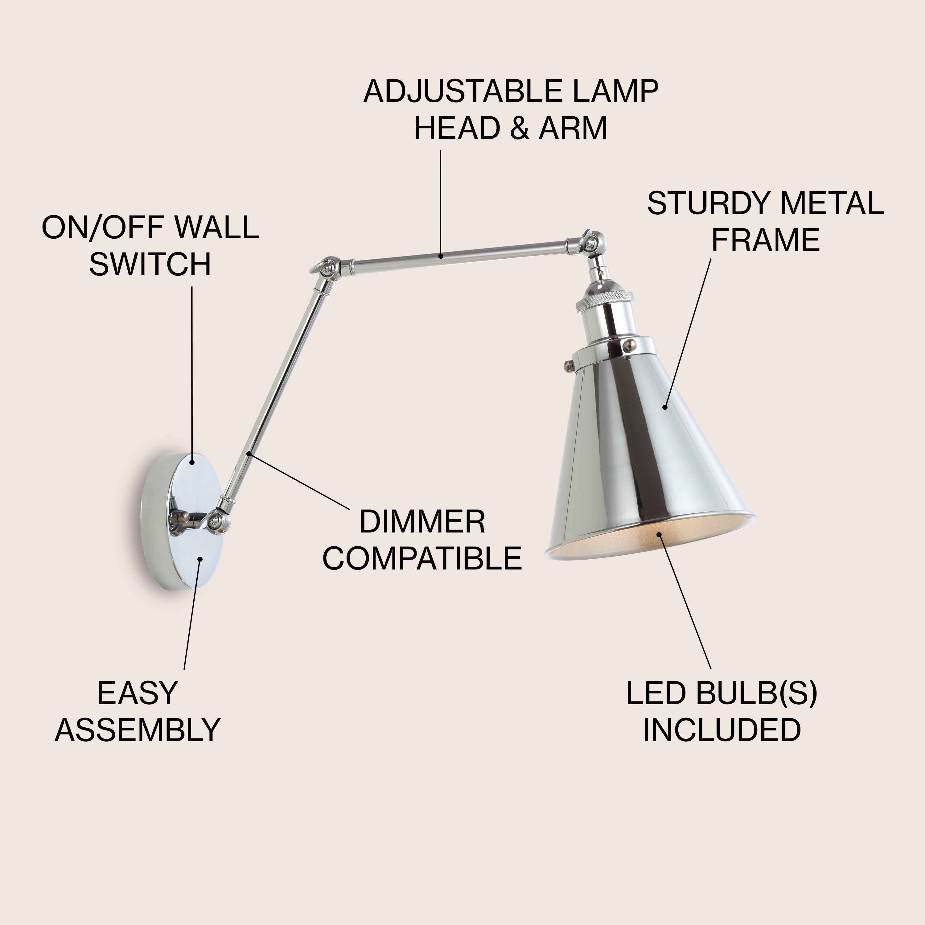 Rover Adjustable Arm Metal LED Wall Sconce