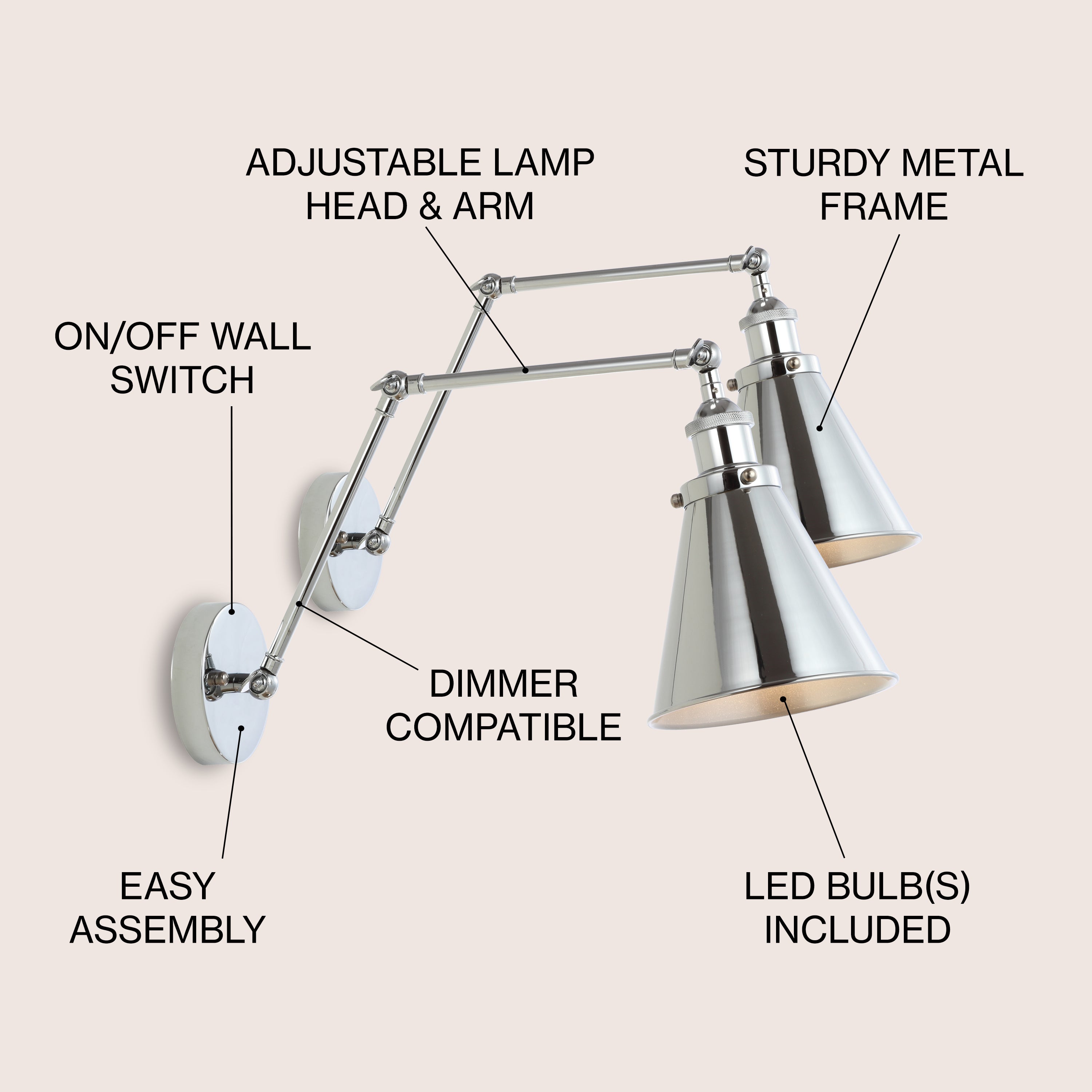 Rover Adjustable Arm Metal LED Wall Sconce