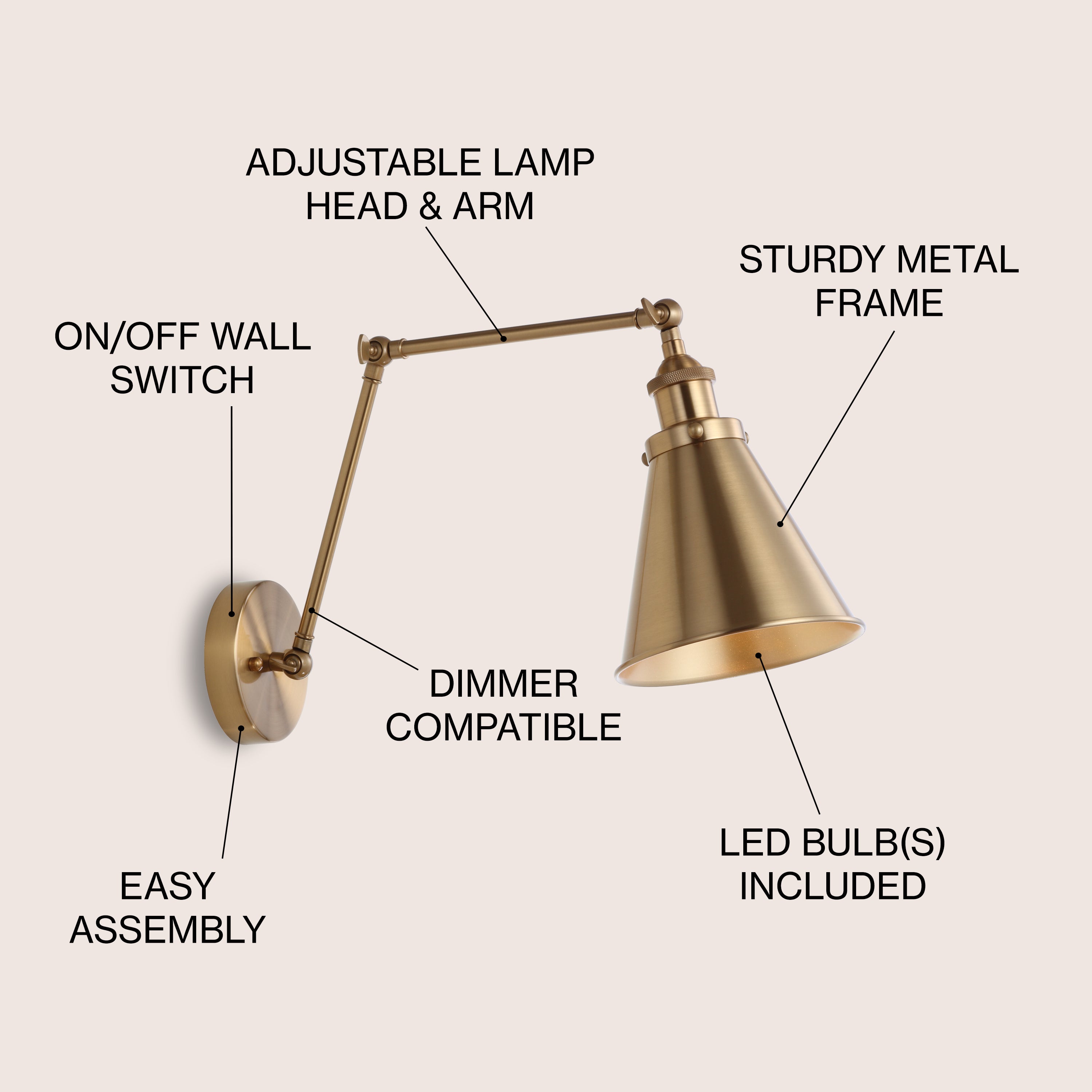 Rover Adjustable Arm Metal LED Wall Sconce
