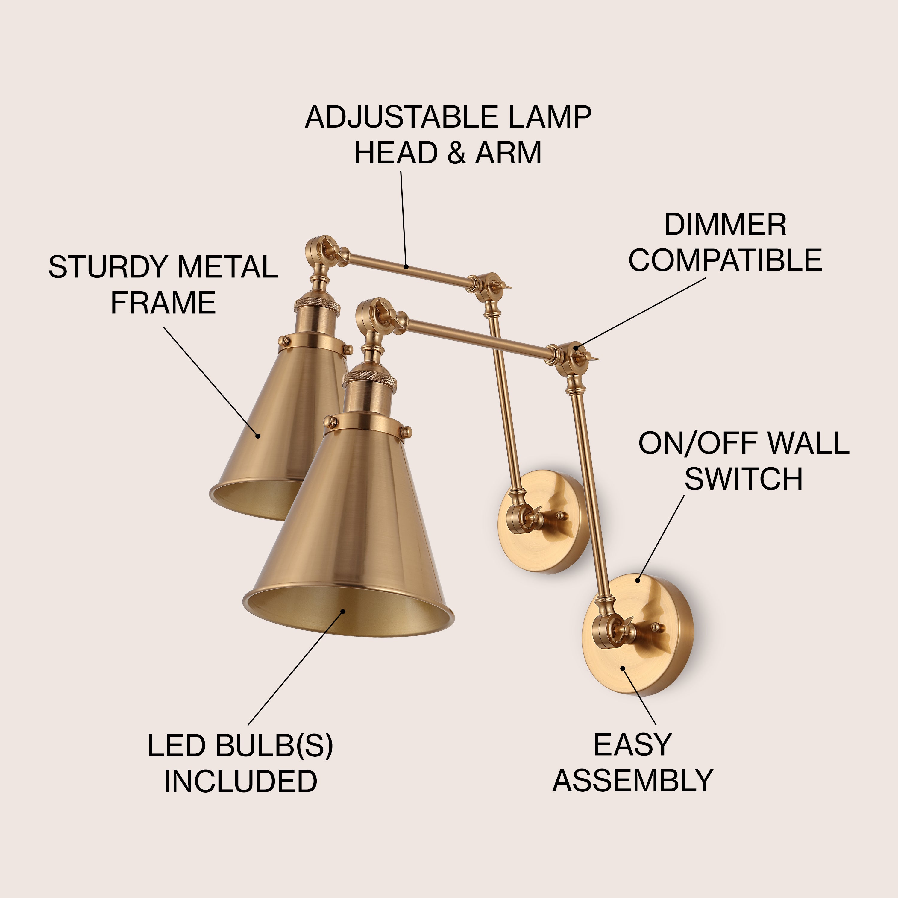 Rover Adjustable Arm Metal LED Wall Sconce