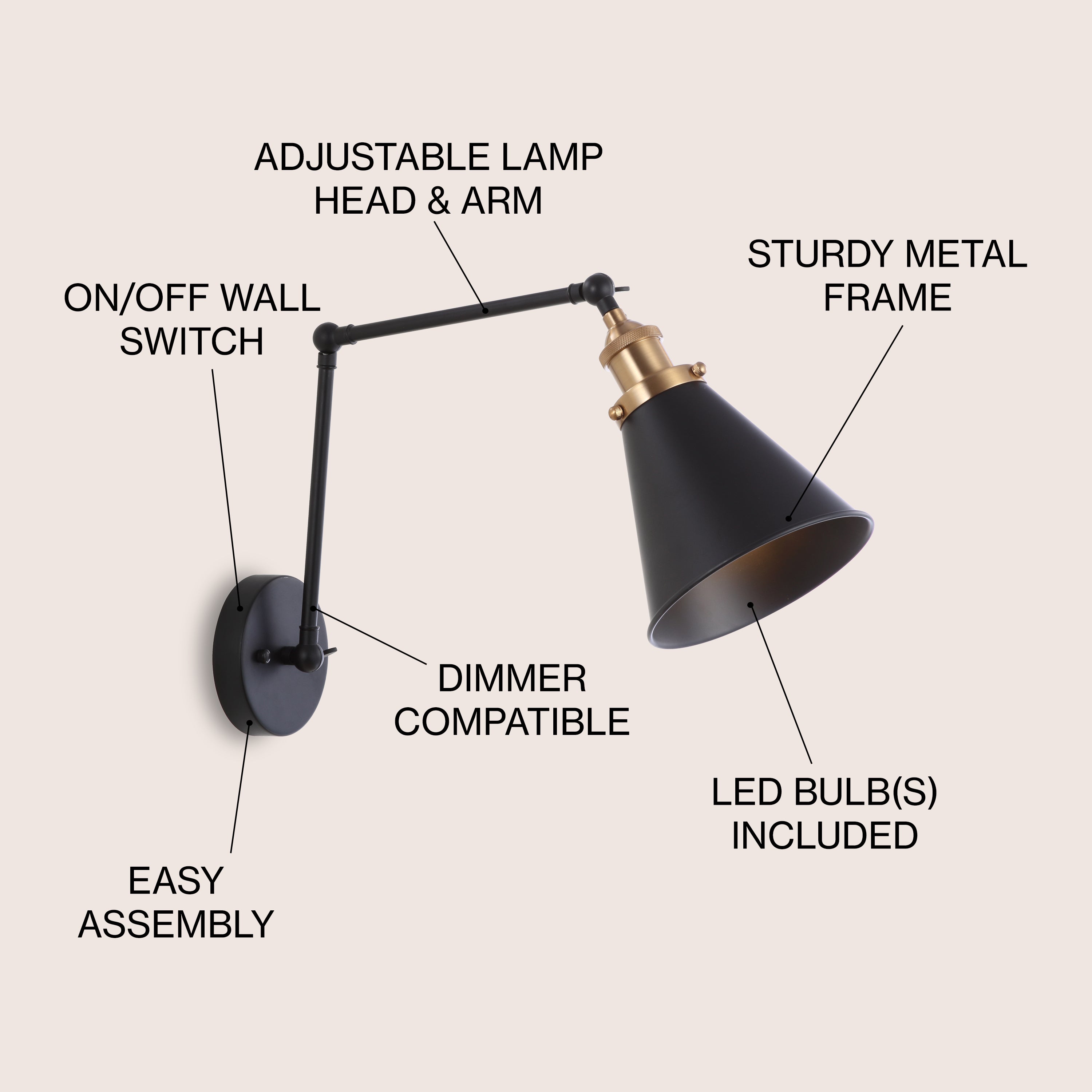 Rover Adjustable Arm Metal LED Wall Sconce