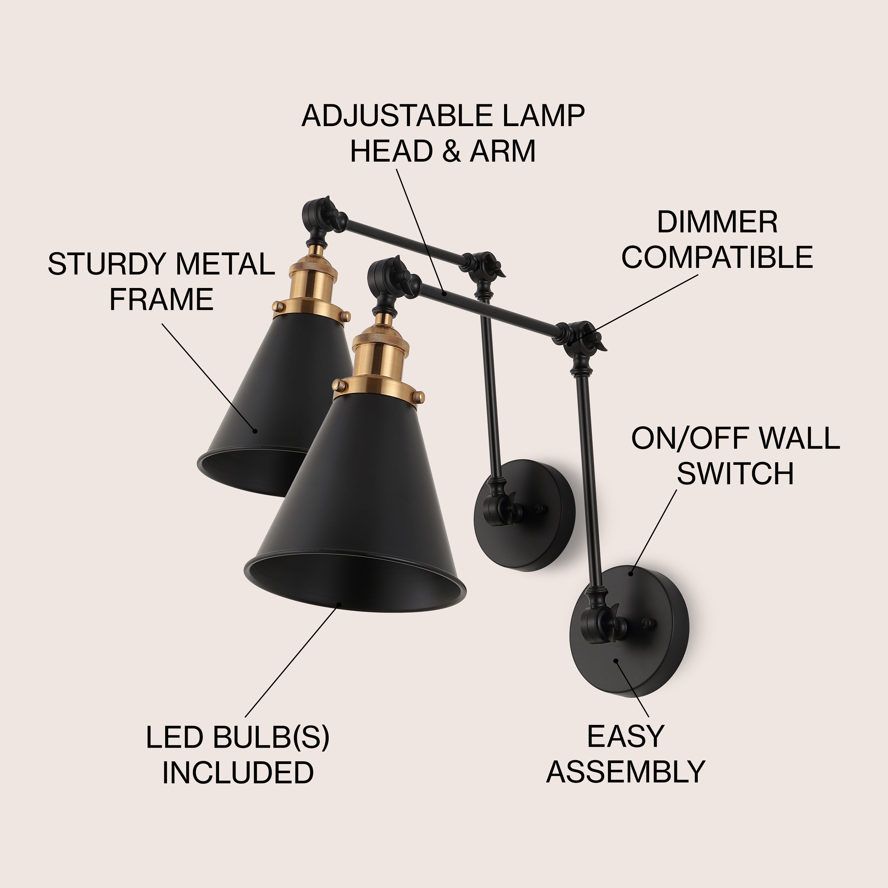 Rover Adjustable Arm Metal LED Wall Sconce