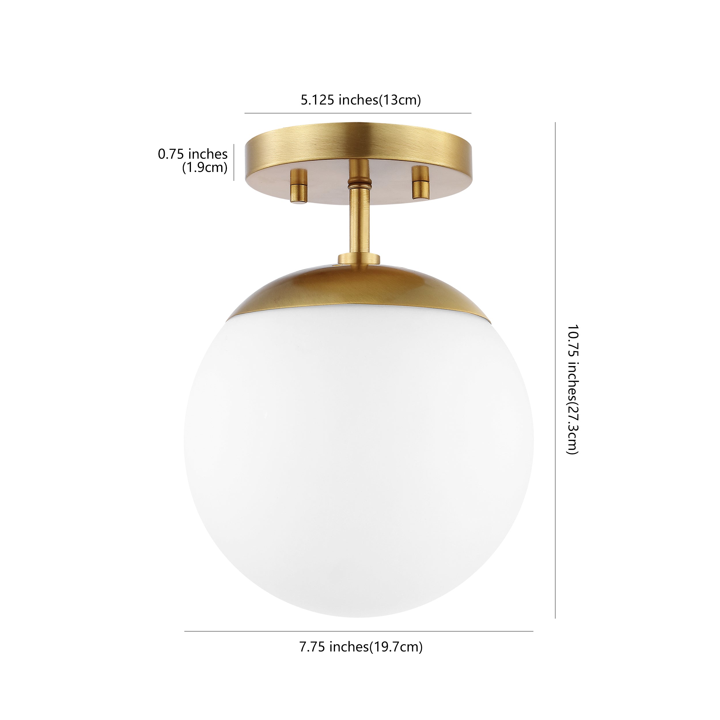 Marcel 1-Light Bohemian Farmhouse Iron/Frosted Glass LED Semi Flush Mount
