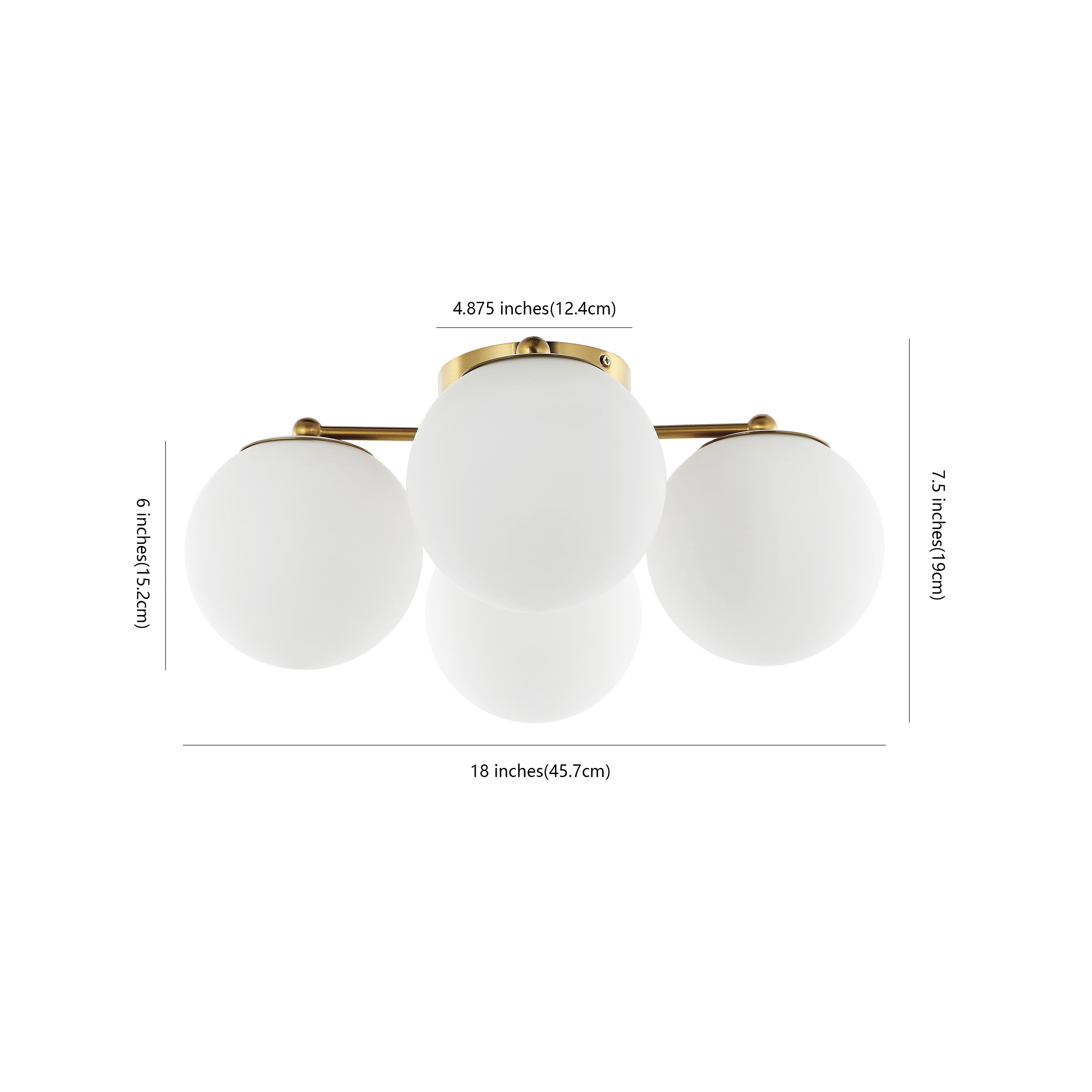 Orly 4-Light Bohemian Farmhouse Iron/Frosted Glass LED Semi Flush Mount