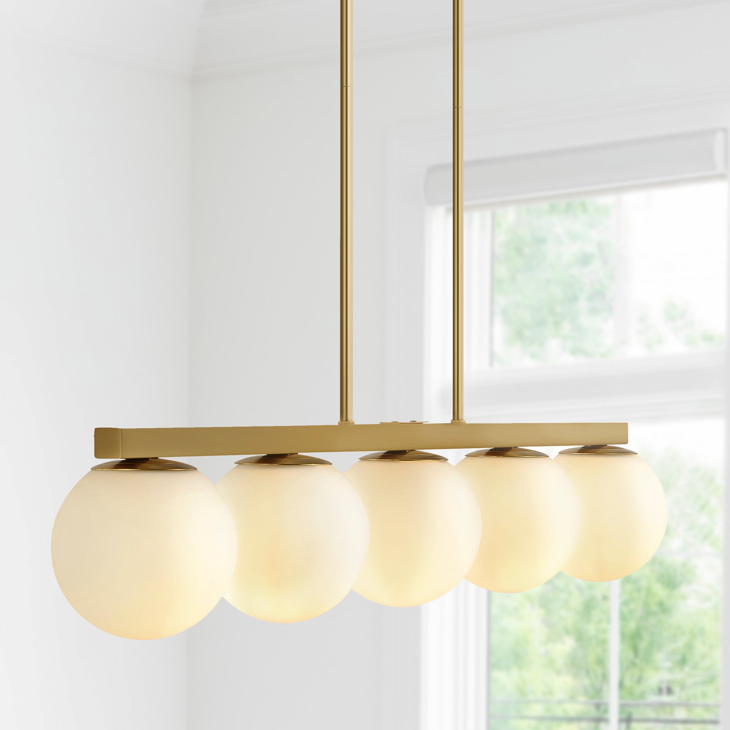 Luca 5-Light Modern Glam Iron Globe Linear LED Pendant