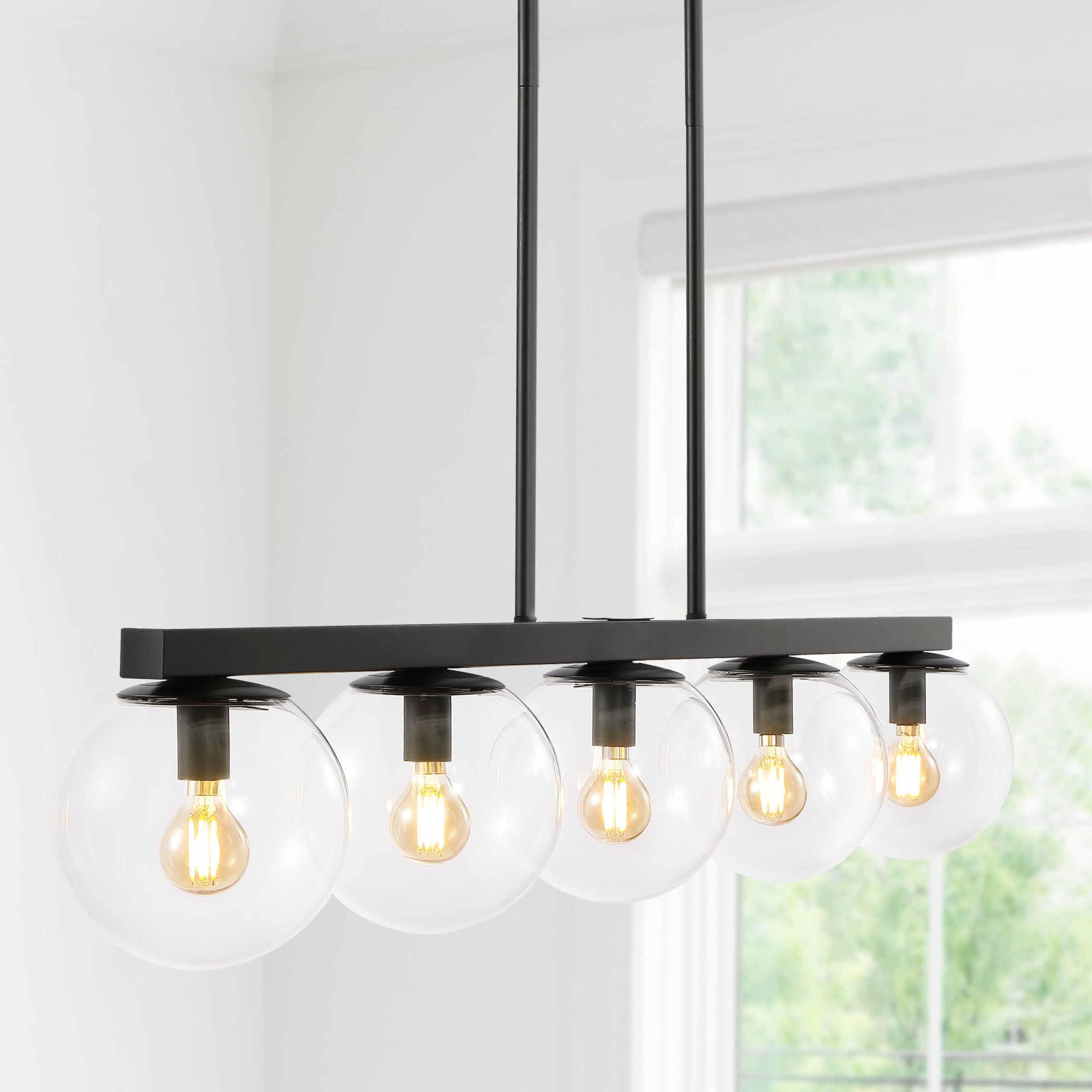 Luca 5-Light Modern Glam Iron Globe Linear LED Pendant
