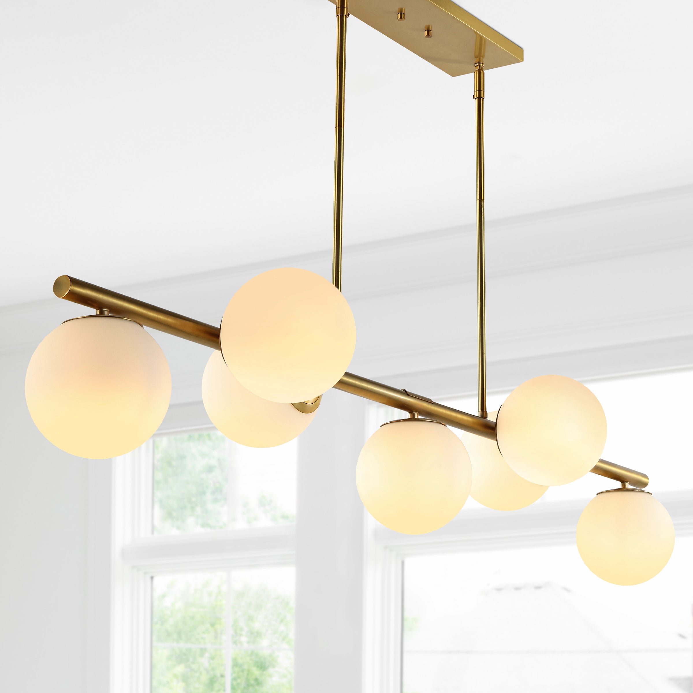 Luca 7-Light Modern Glam Iron Globe Linear LED Pendant