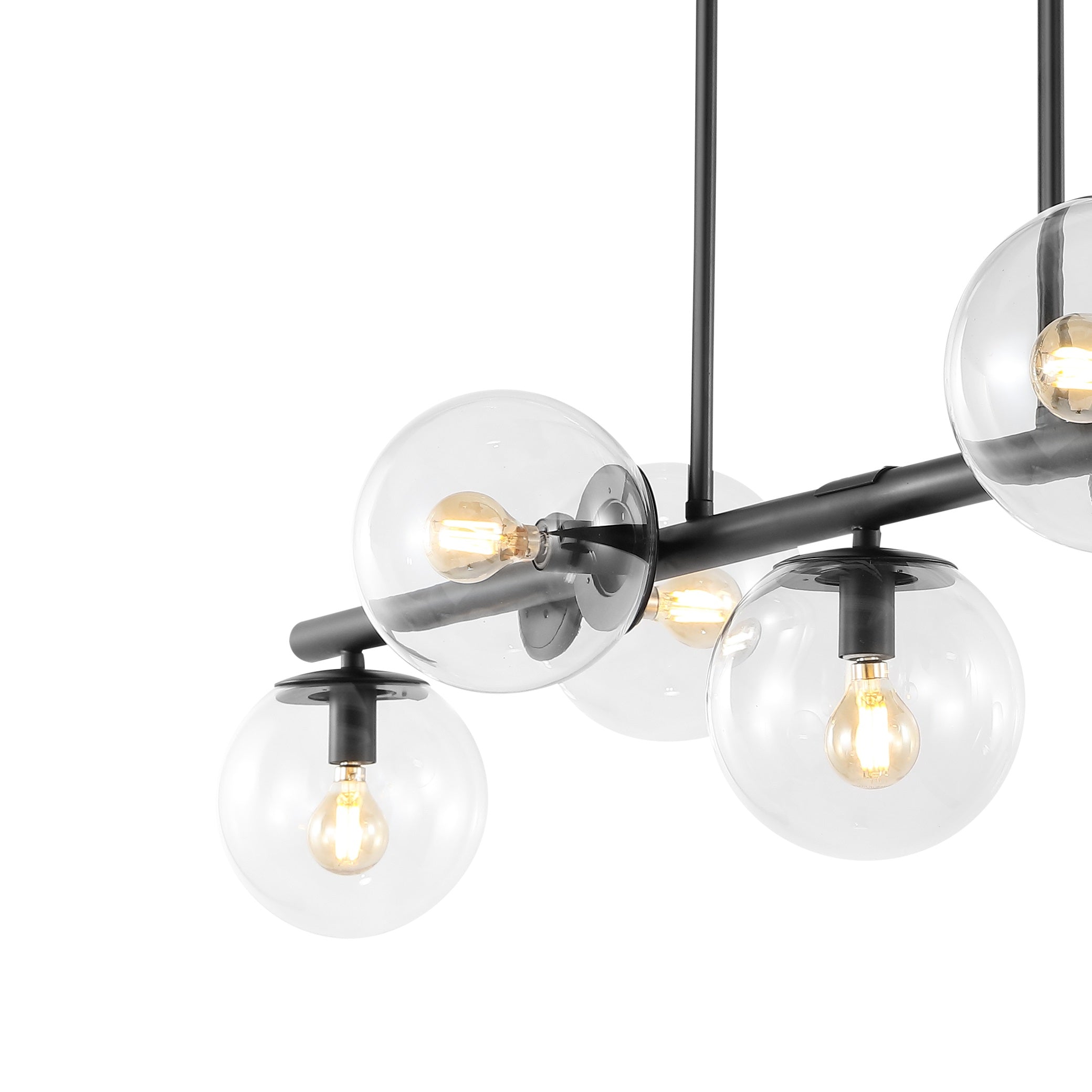 Luca 7-Light Modern Glam Iron Globe Linear LED Pendant