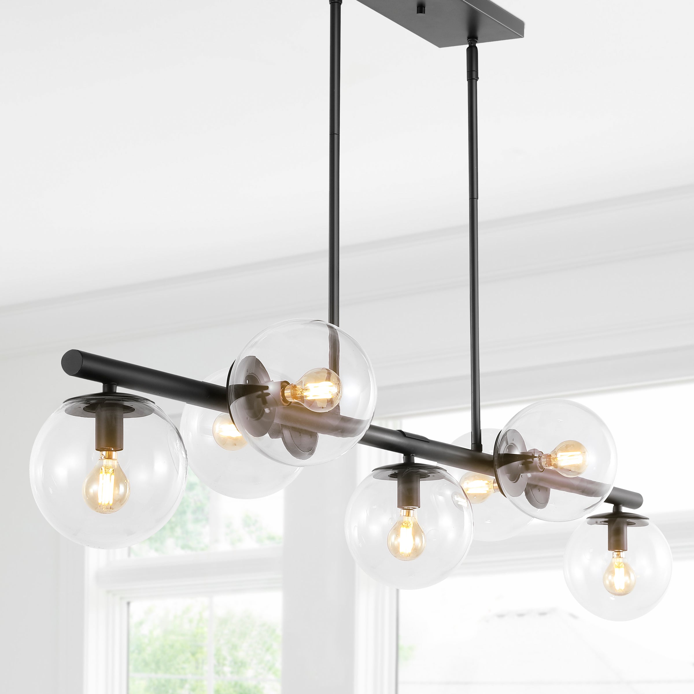 Luca 7-Light Modern Glam Iron Globe Linear LED Pendant