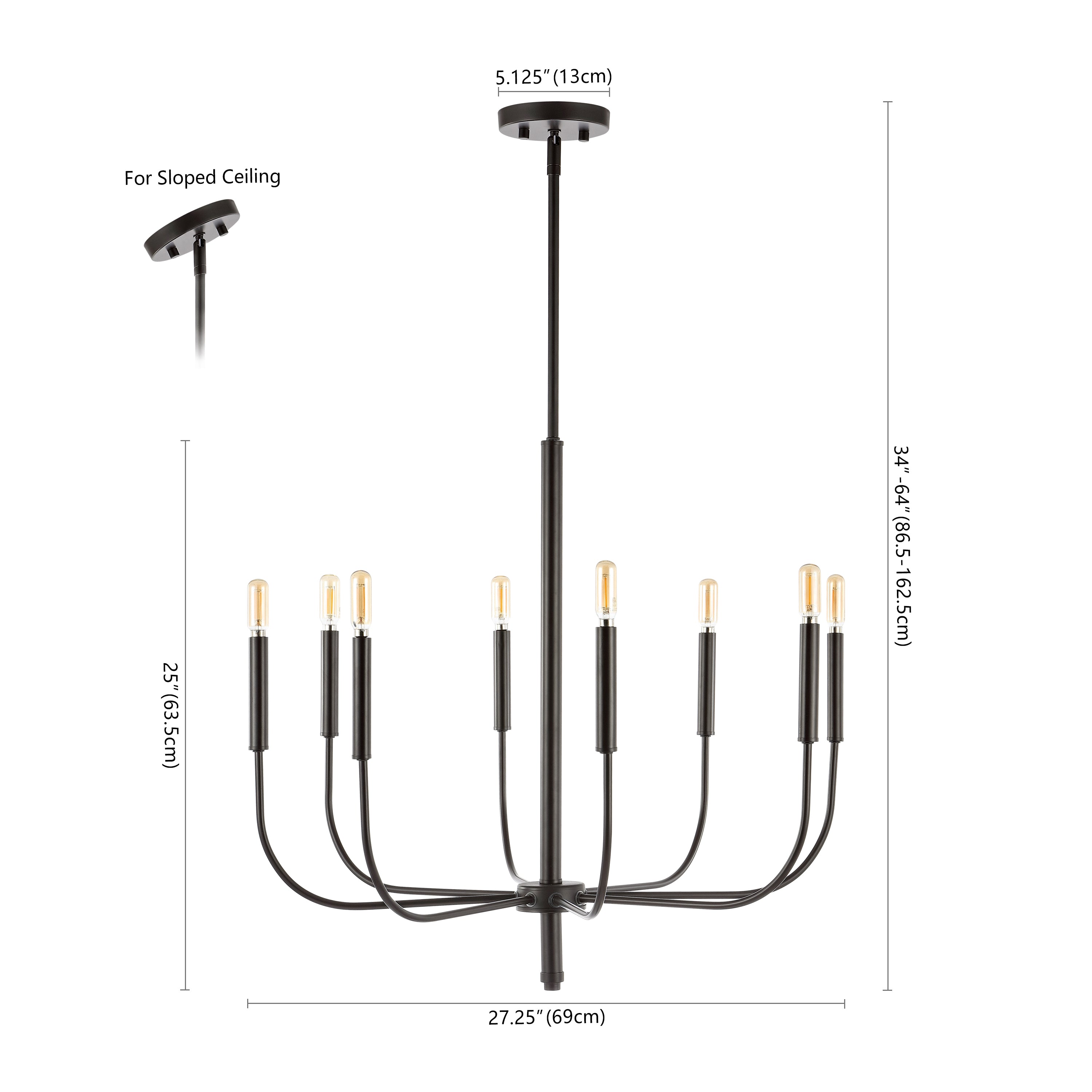 Amoros 8-Light Modern Mid-Century Iron LED Chandelier