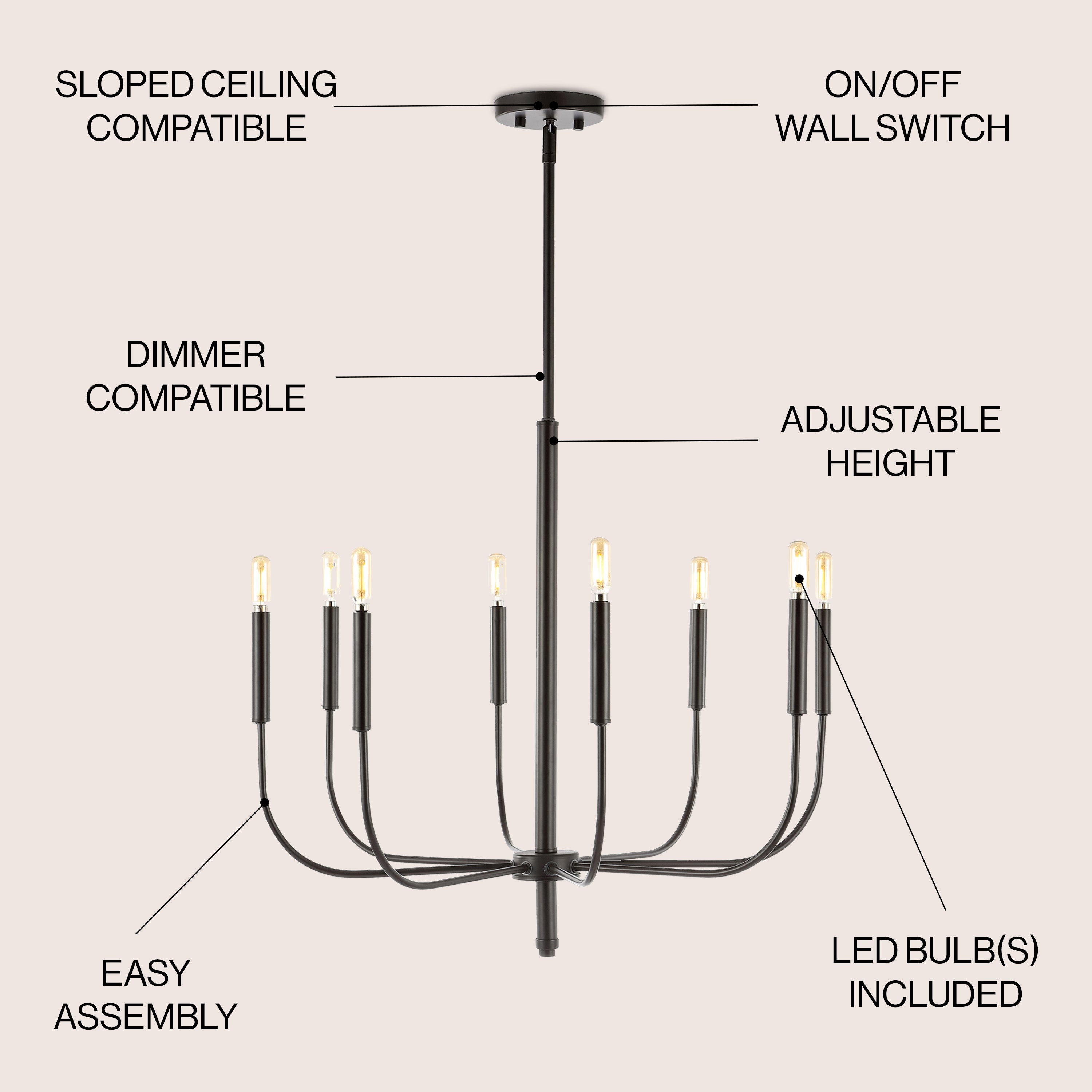 Amoros 8-Light Modern Mid-Century Iron LED Chandelier