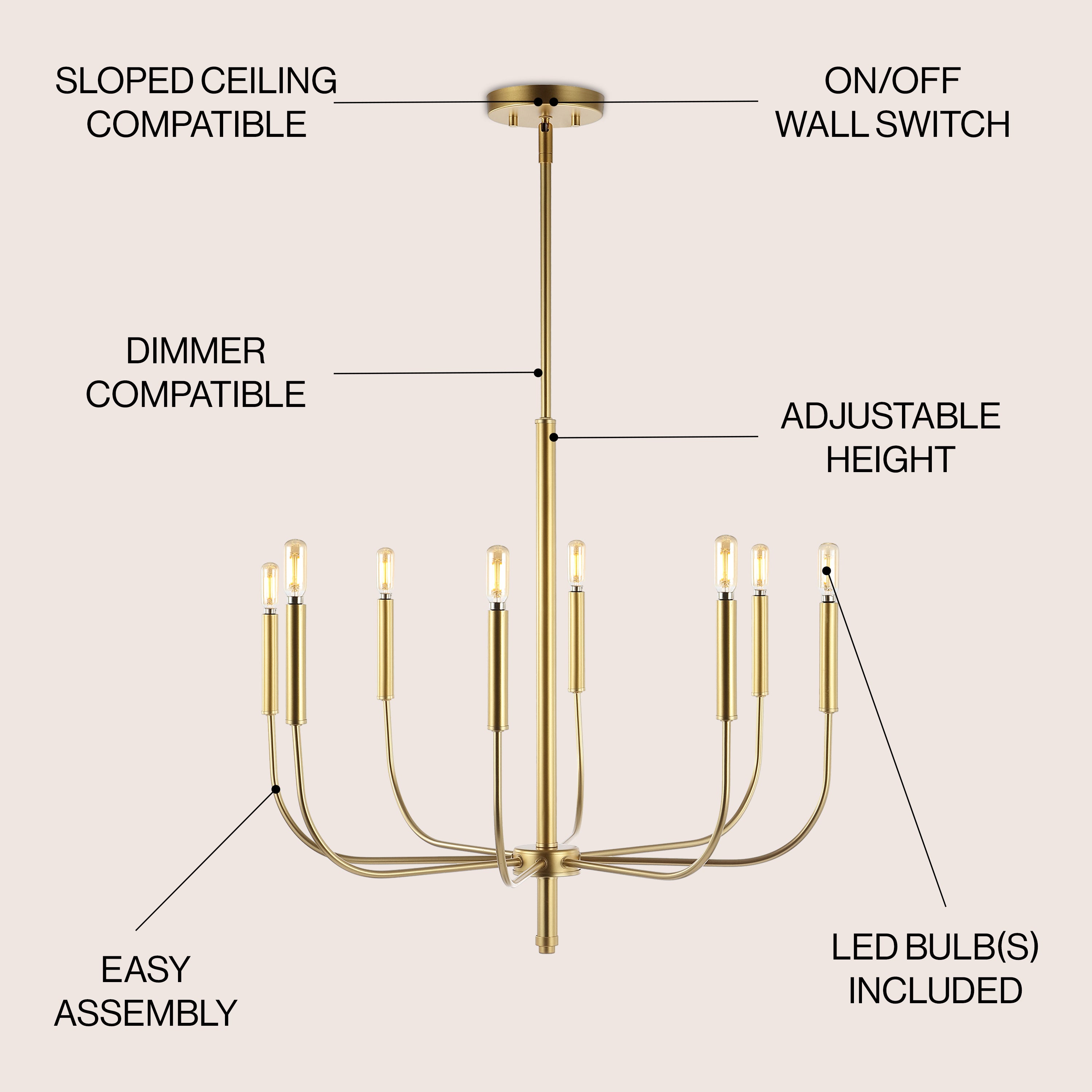 Amoros 8-Light Modern Mid-Century Iron LED Chandelier