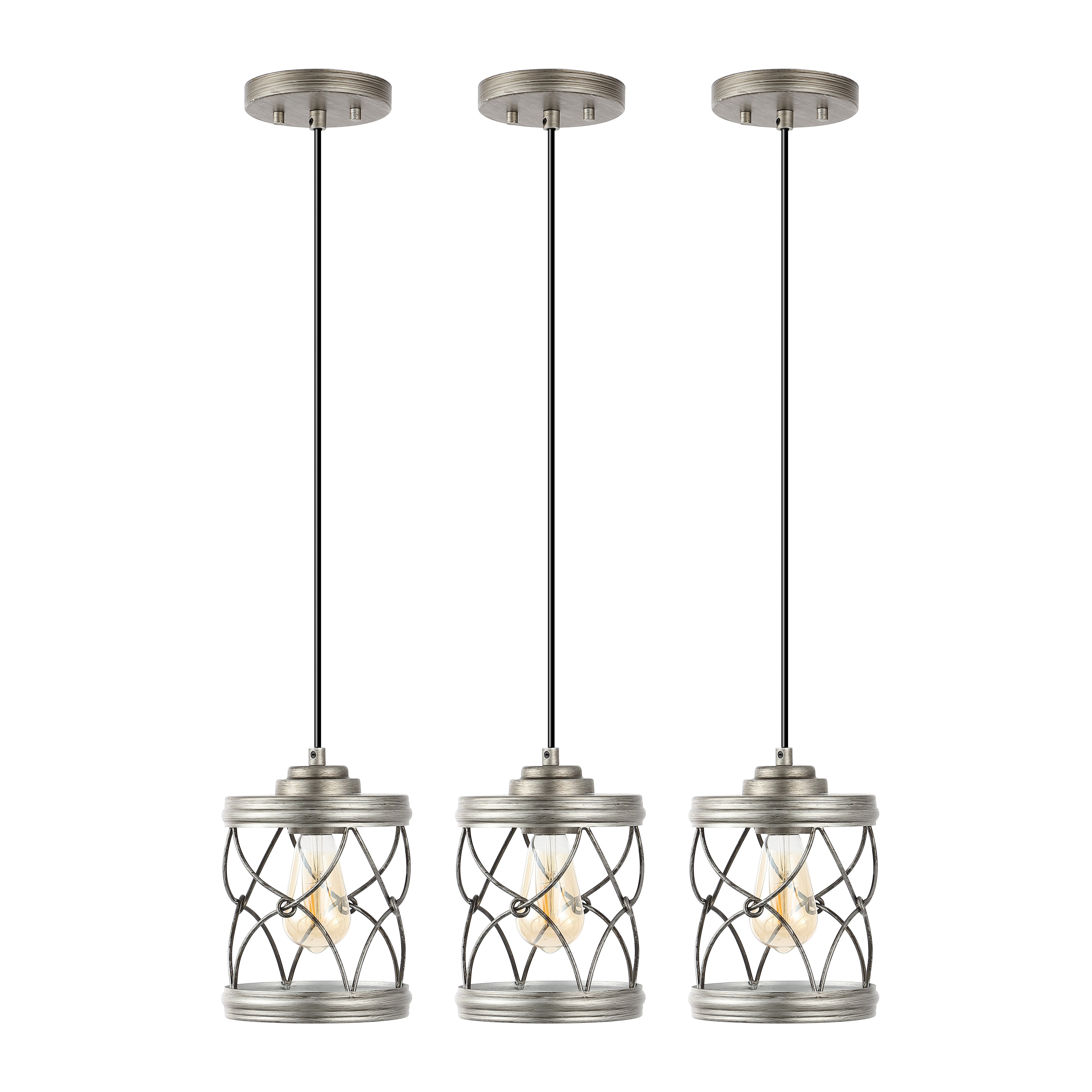 Marelle 1-Light Farmhouse Industrial Iron Filigree Caged Jar LED Pendant