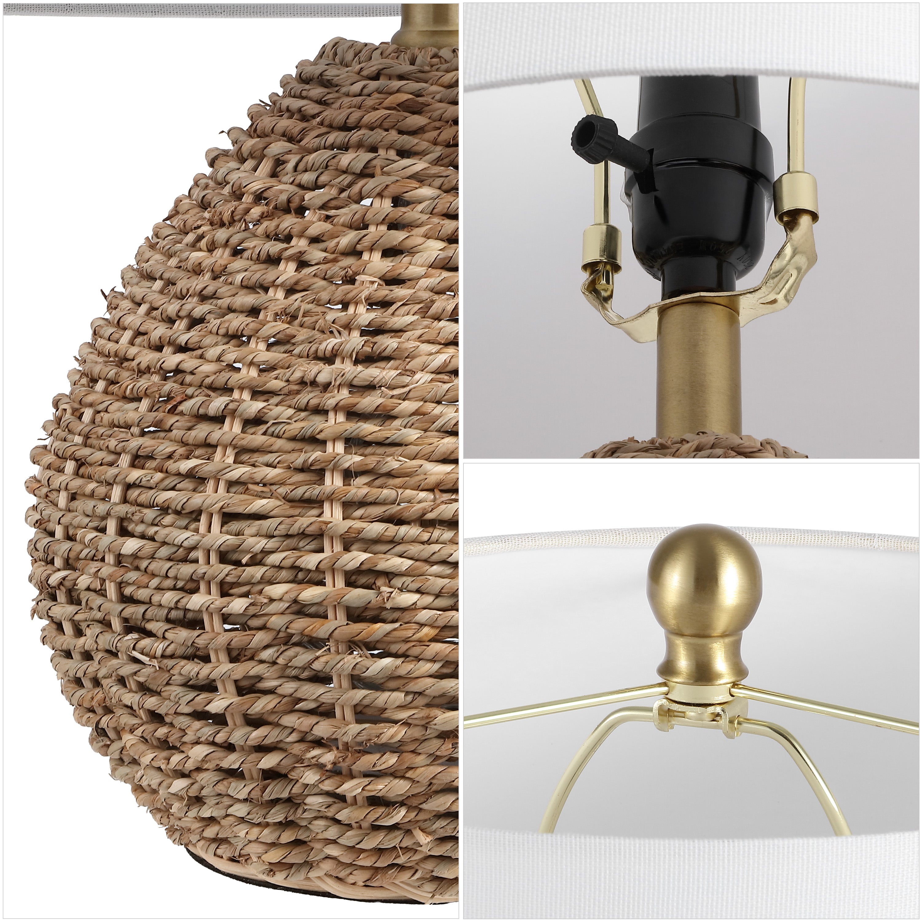Kona 20.5" Bohemian Classic Rattan/Iron LED Table Lamp