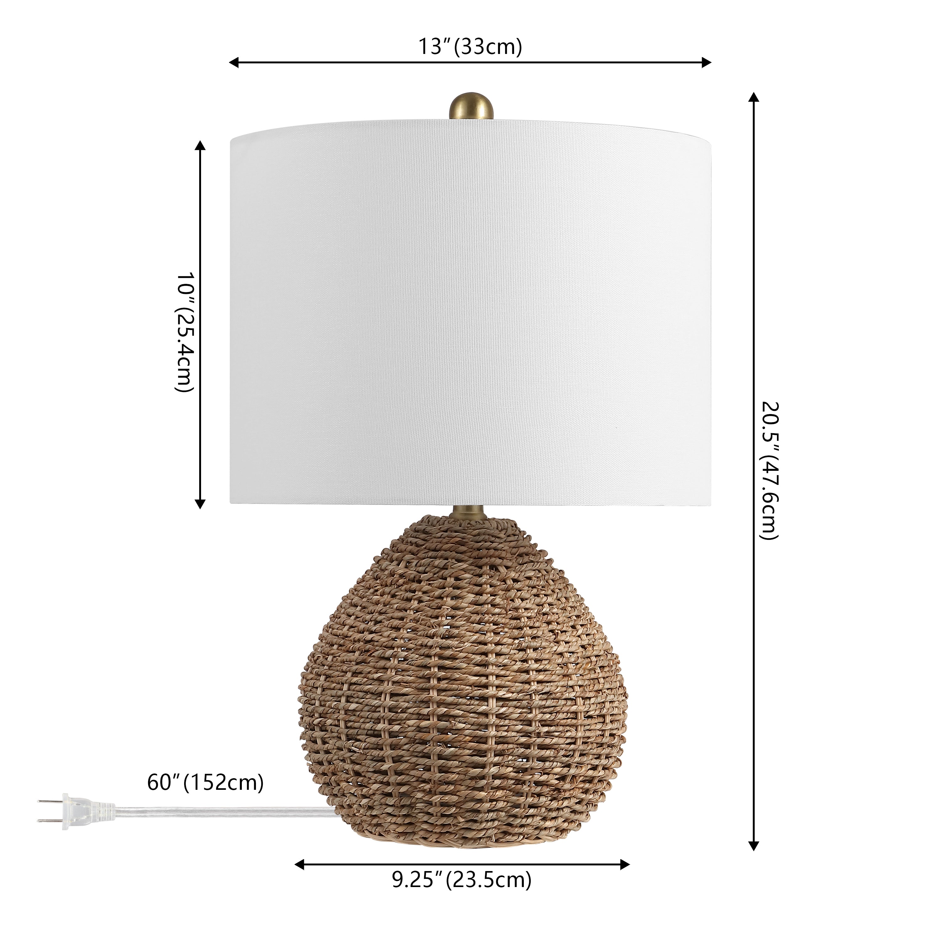 Kona 20.5" Bohemian Classic Rattan/Iron LED Table Lamp