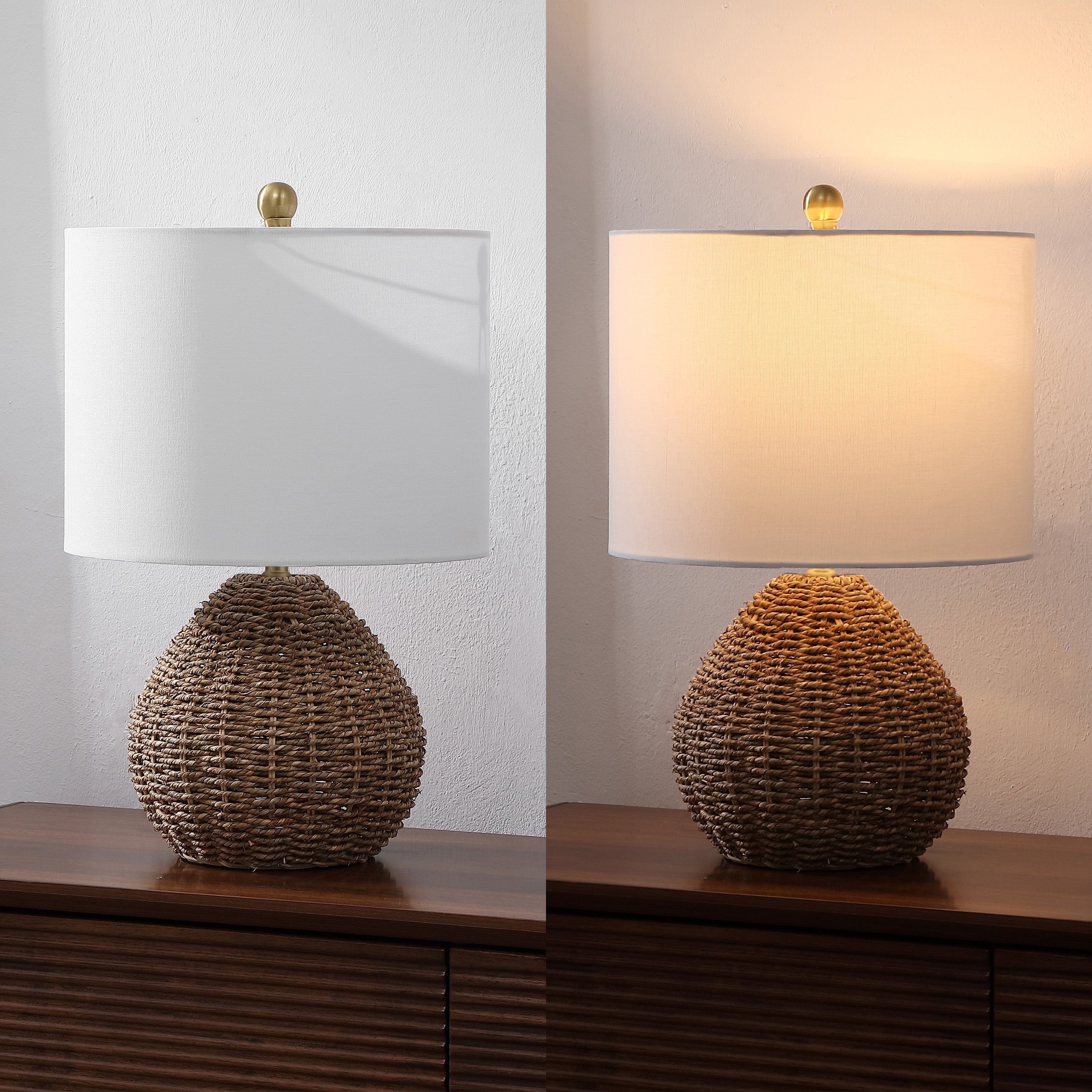 Kona 20.5" Bohemian Classic Rattan/Iron LED Table Lamp