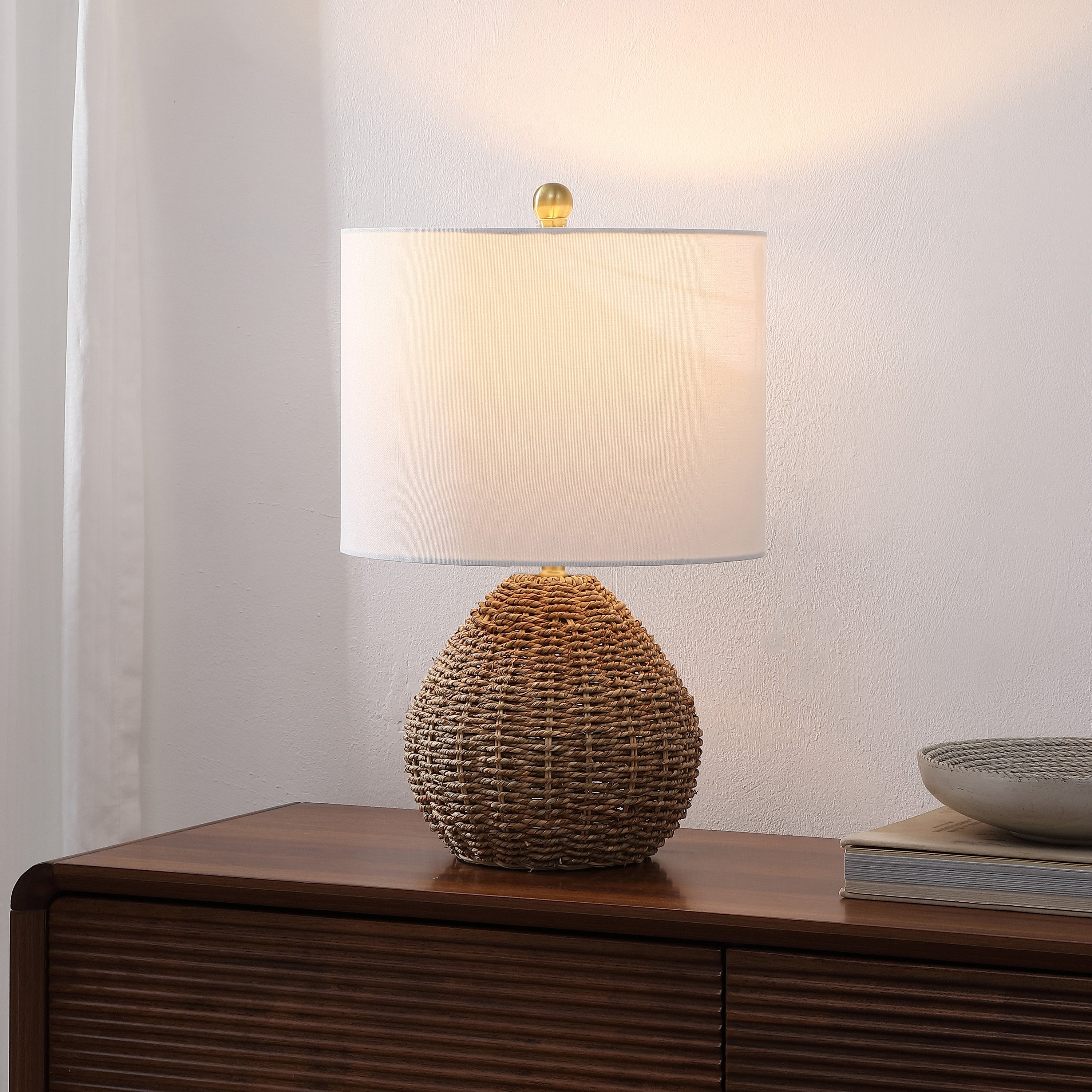 Kona 20.5" Bohemian Classic Rattan/Iron LED Table Lamp
