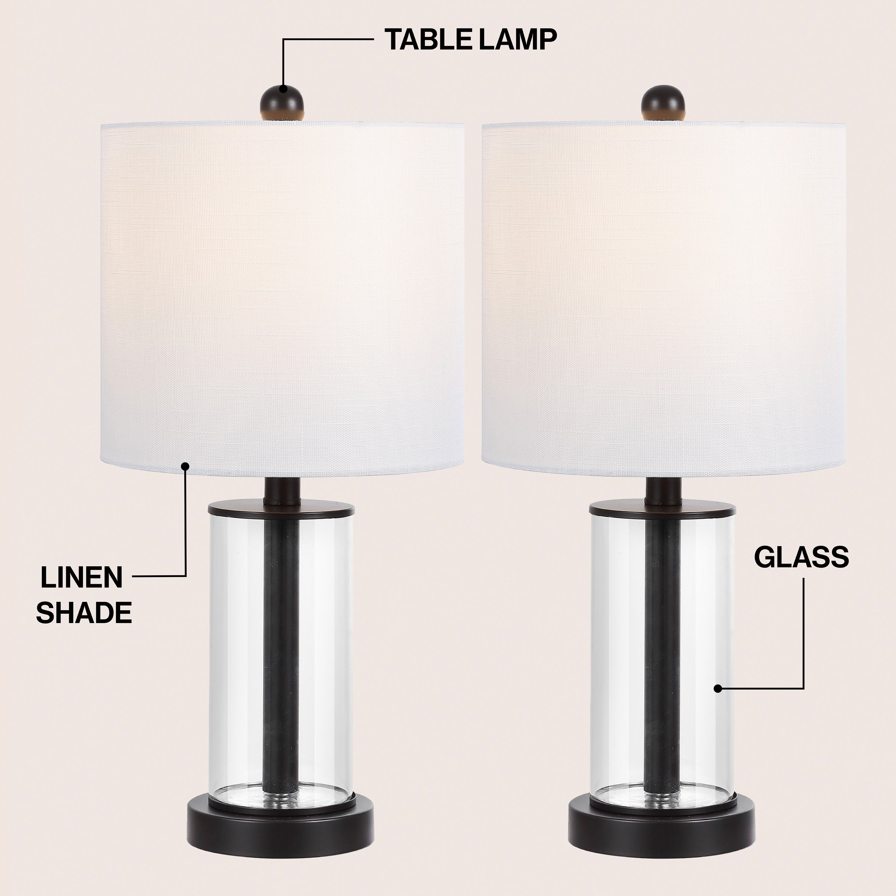 Amner 20.5" Glass Modern Contemporary Fillable Glass LED Table Lamp (Set of 2)