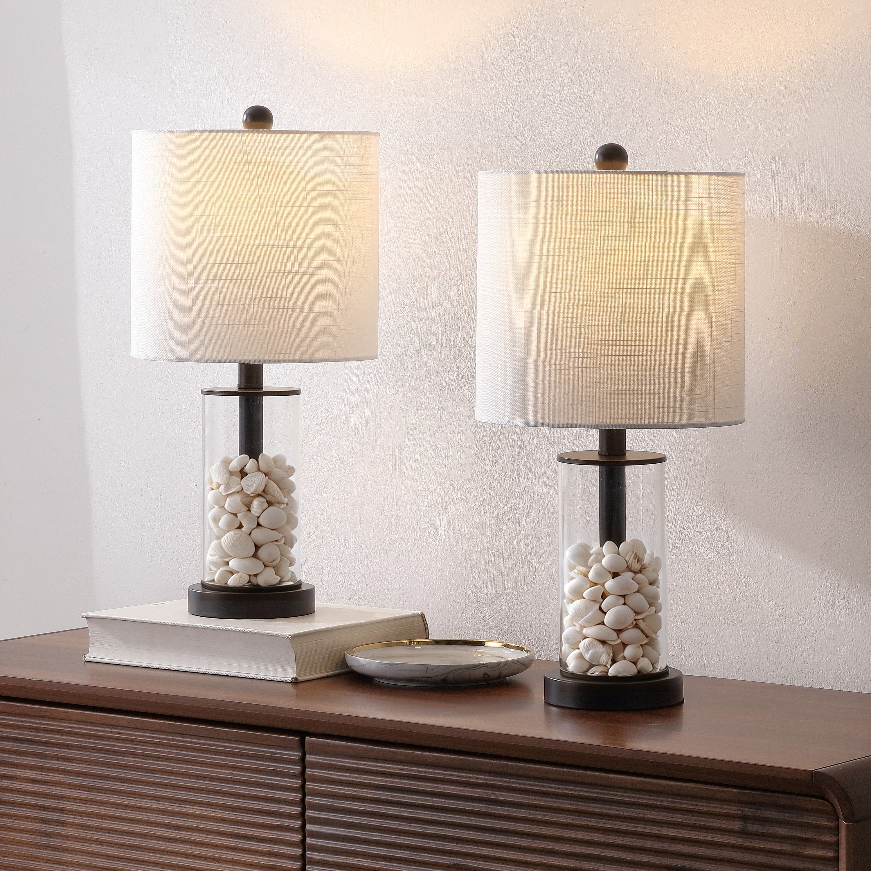 Amner 20.5" Glass Modern Contemporary Fillable Glass LED Table Lamp (Set of 2)