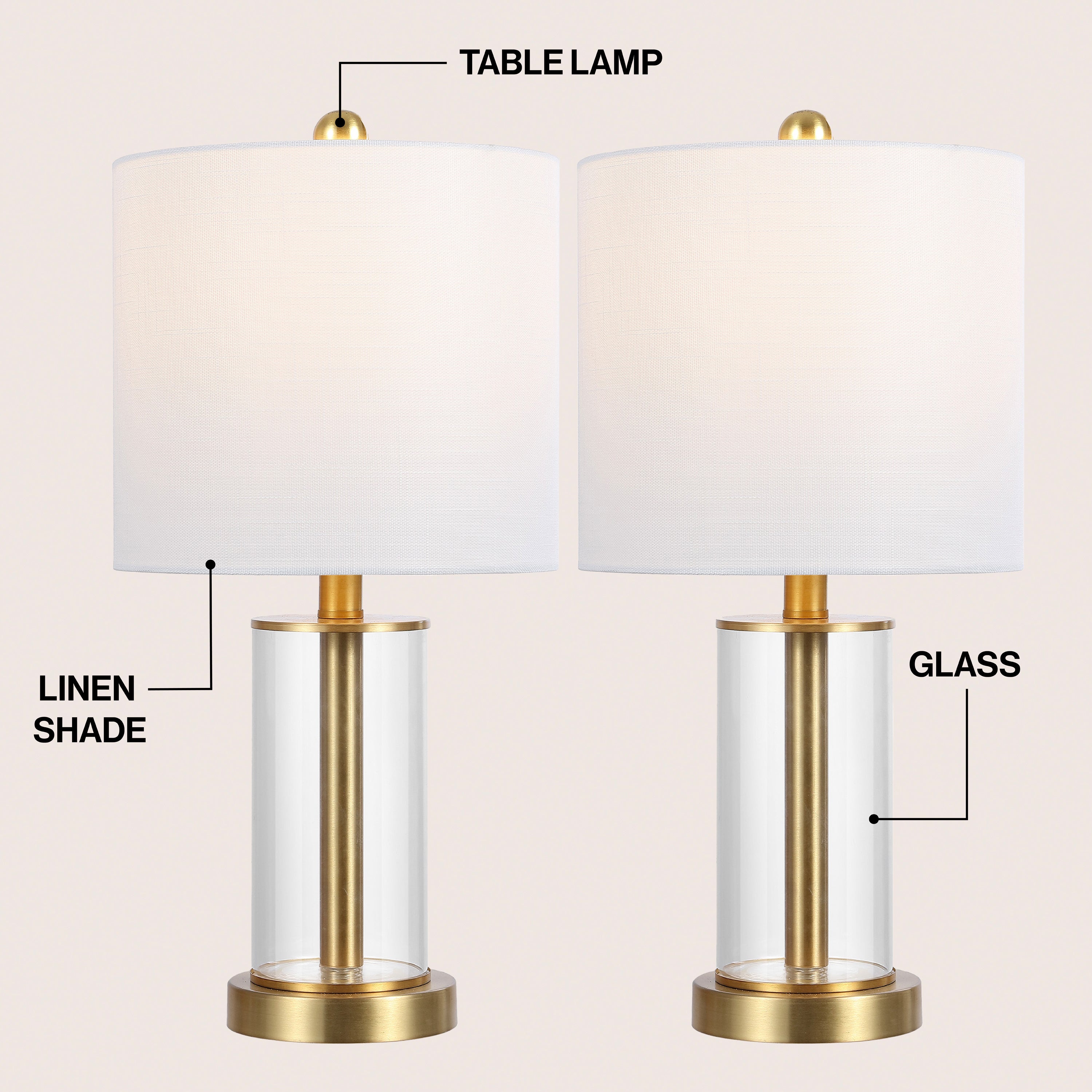 Amner 20.5" Glass Modern Contemporary Fillable Glass LED Table Lamp (Set of 2)