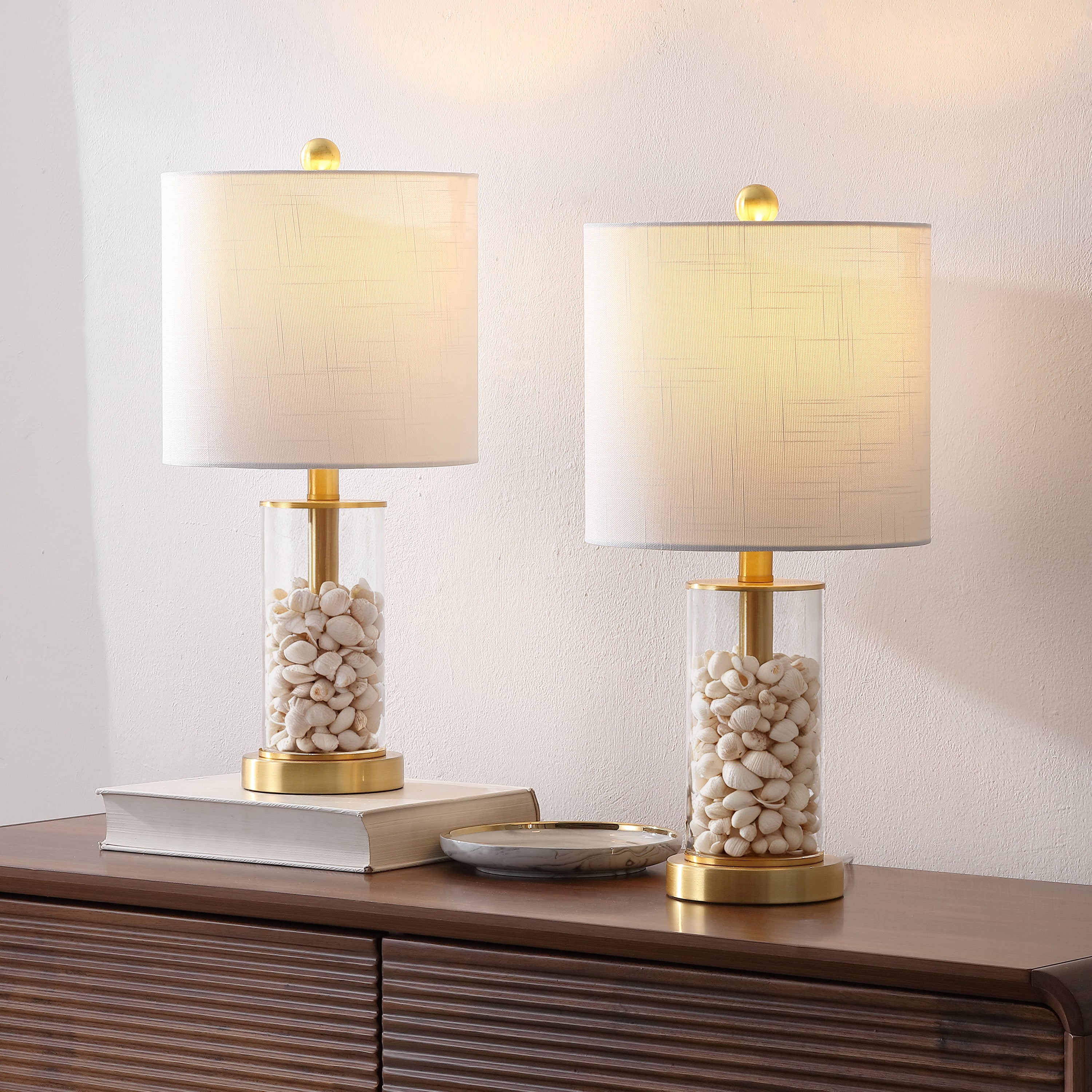 Amner 20.5" Glass Modern Contemporary Fillable Glass LED Table Lamp (Set of 2)