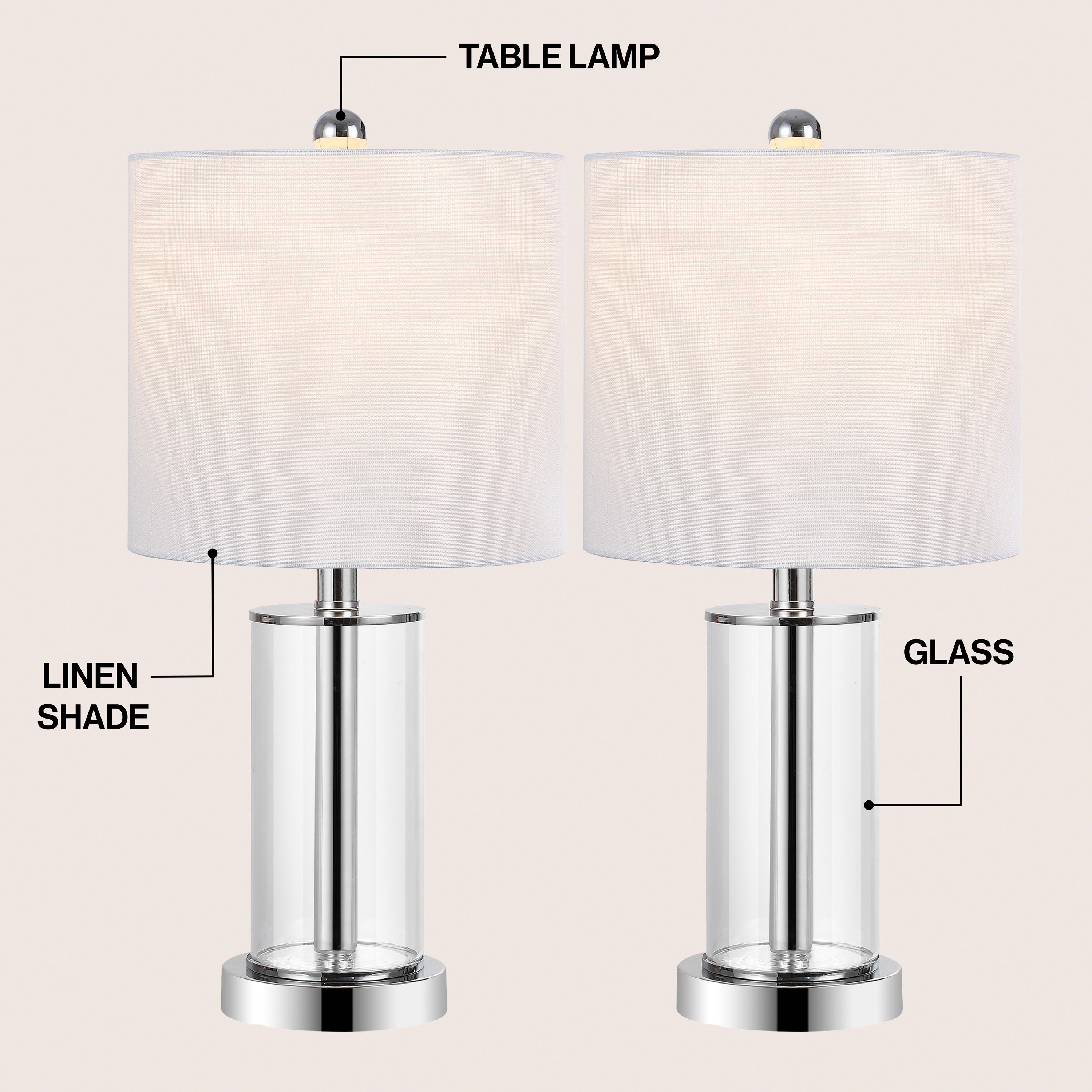 Amner 20.5" Glass Modern Contemporary Fillable Glass LED Table Lamp (Set of 2)