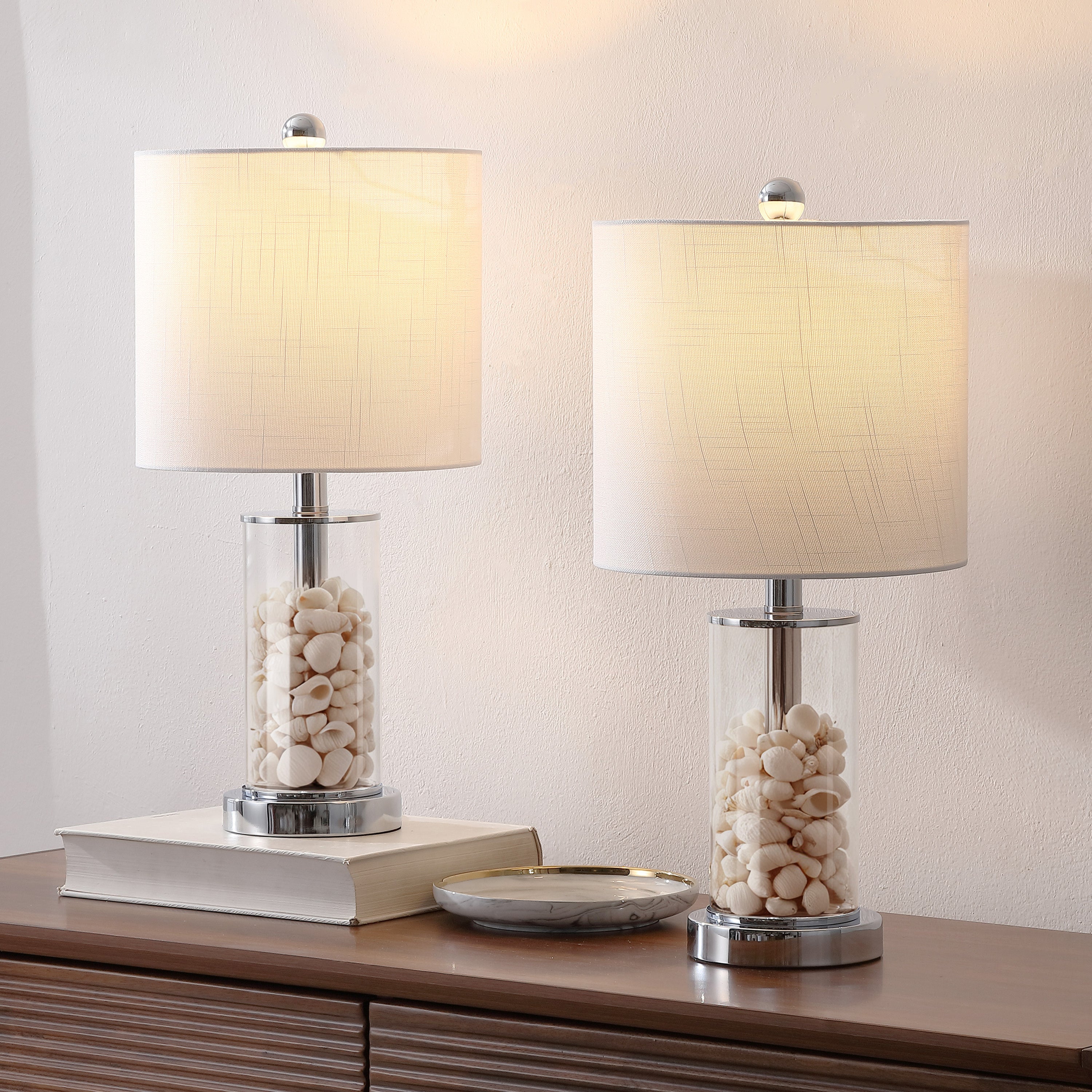 Amner 20.5" Glass Modern Contemporary Fillable Glass LED Table Lamp (Set of 2)