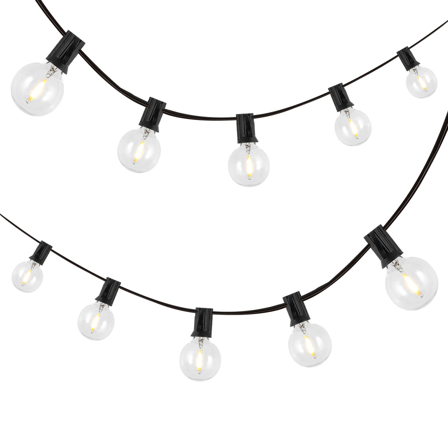25-Light Indoor/Outdoor 25 ft. Contemporary Rustic Incandescent G40 Bistro Globe Bulb String Lights (Set of 2)