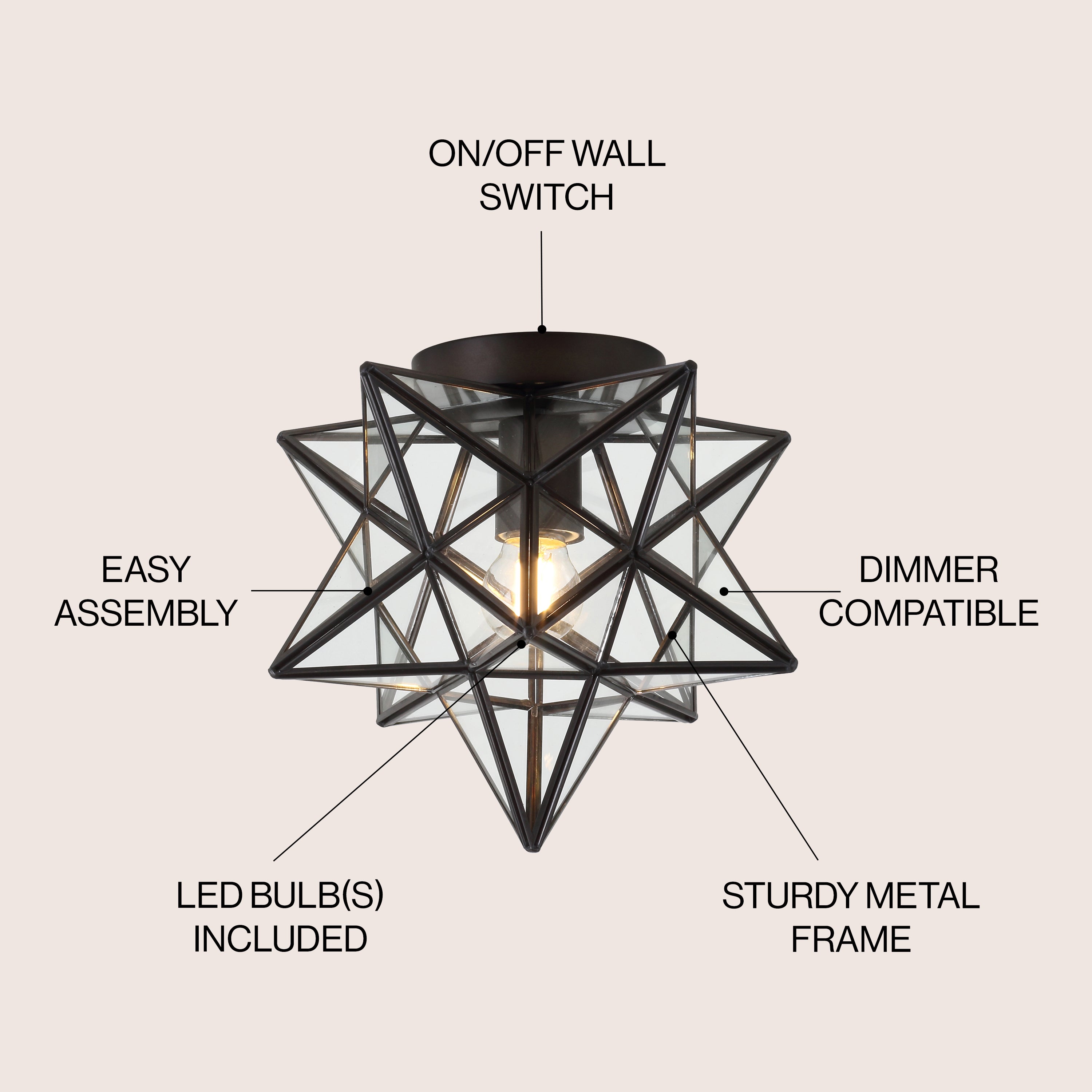 Stella Moravian Star Metal/Glass LED Flush Mount