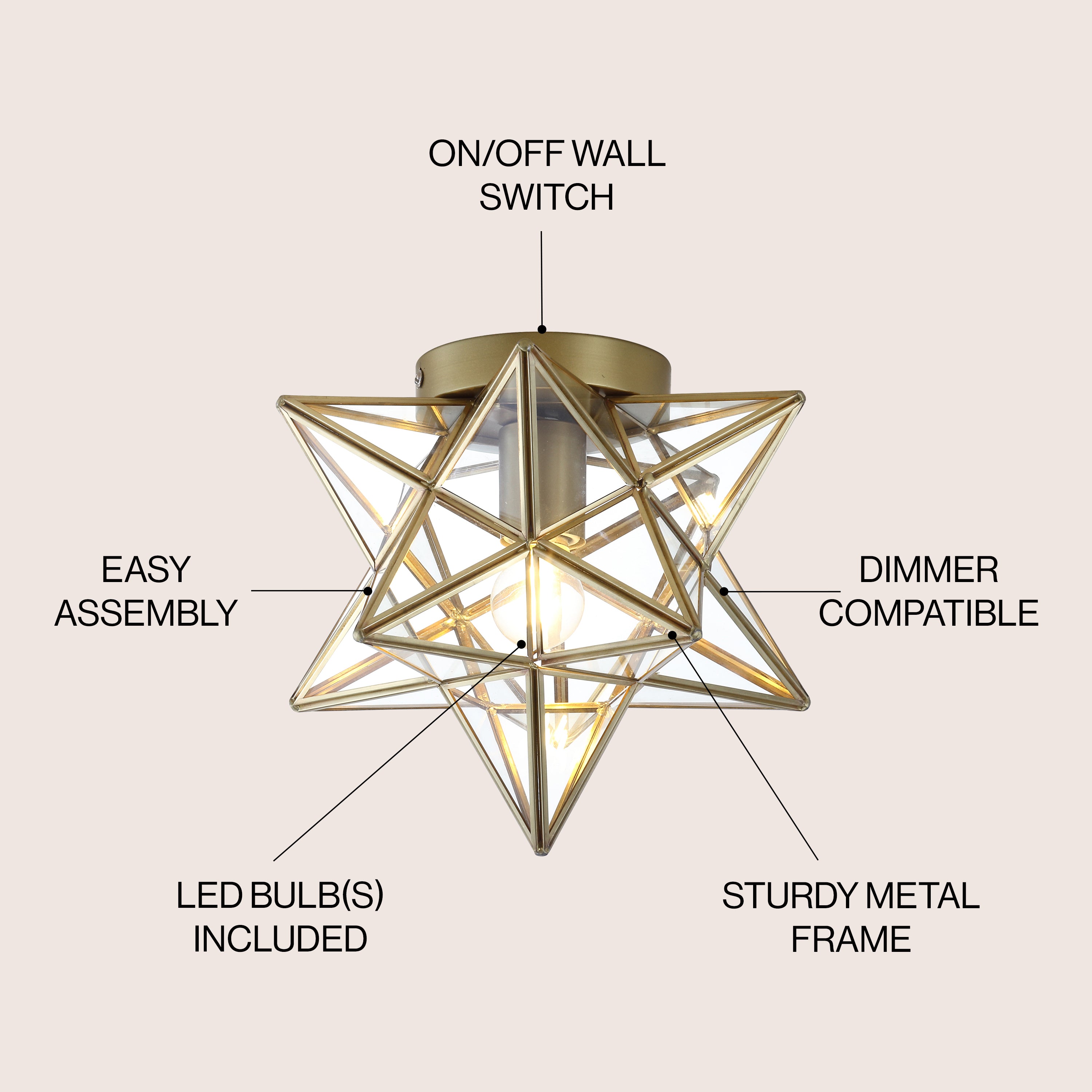 Stella Moravian Star Metal/Glass LED Flush Mount