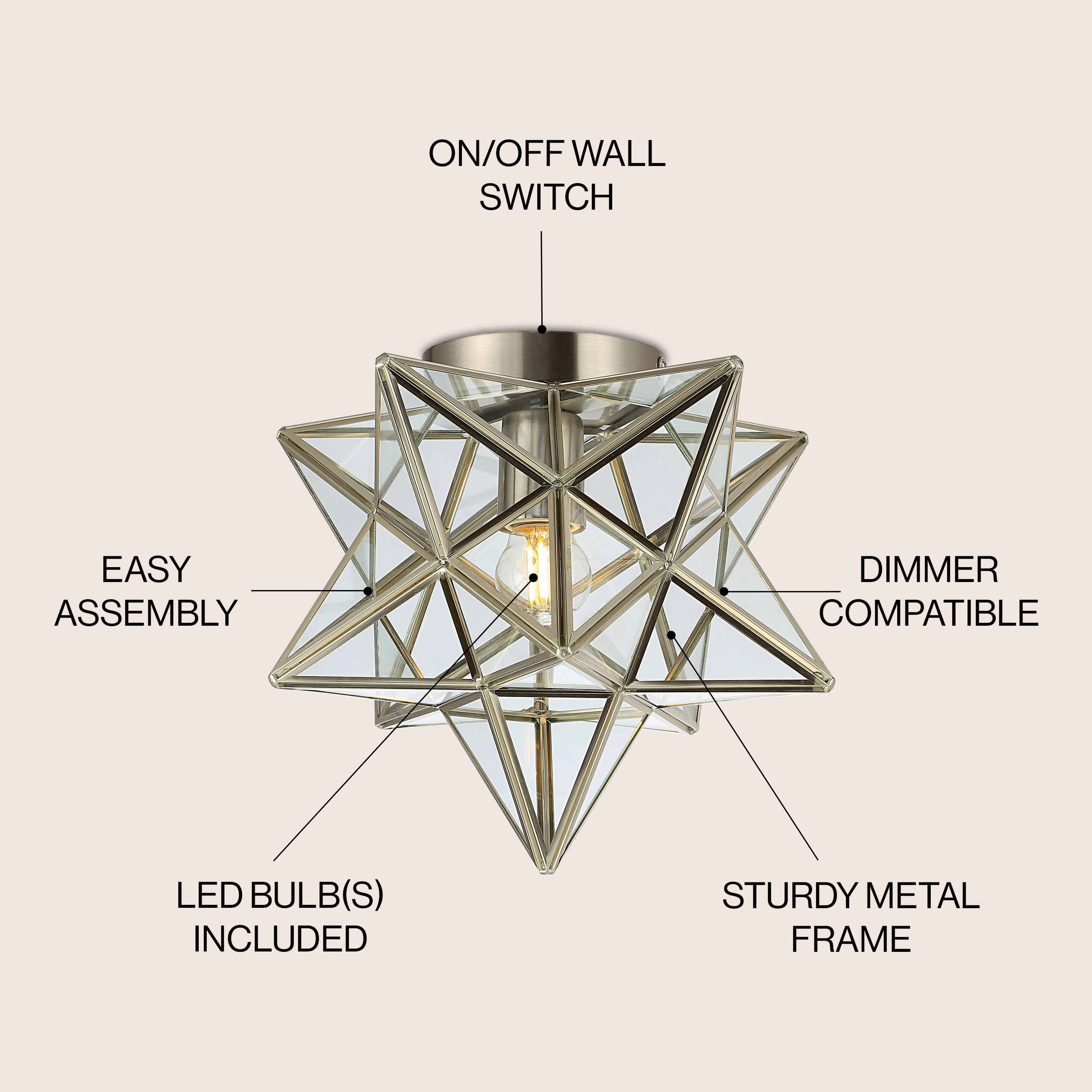 Stella Moravian Star Metal/Glass LED Flush Mount