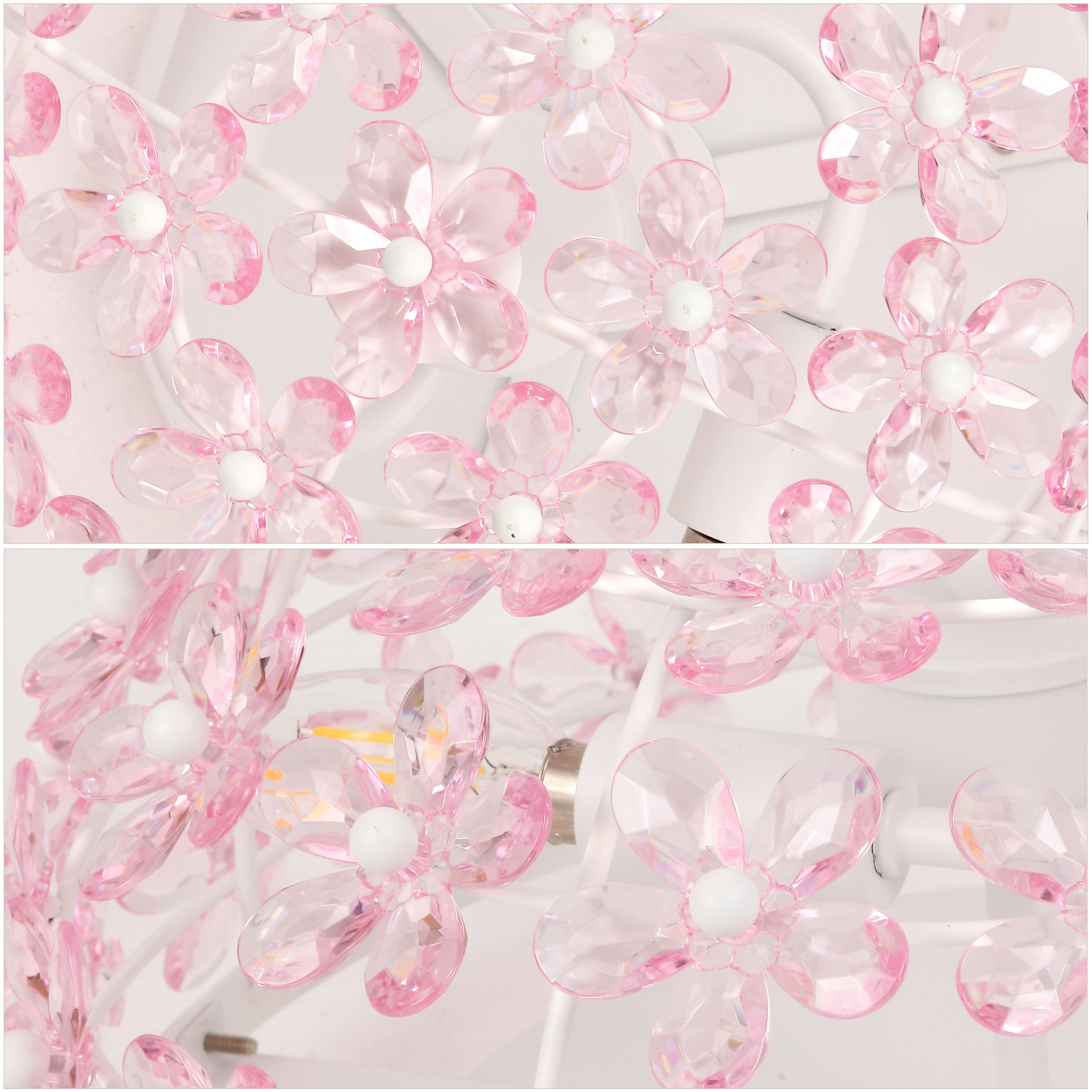 Izzy 2-Light Modern Glam Metal Dome LED Flush Mount with Crystal Flower Accents