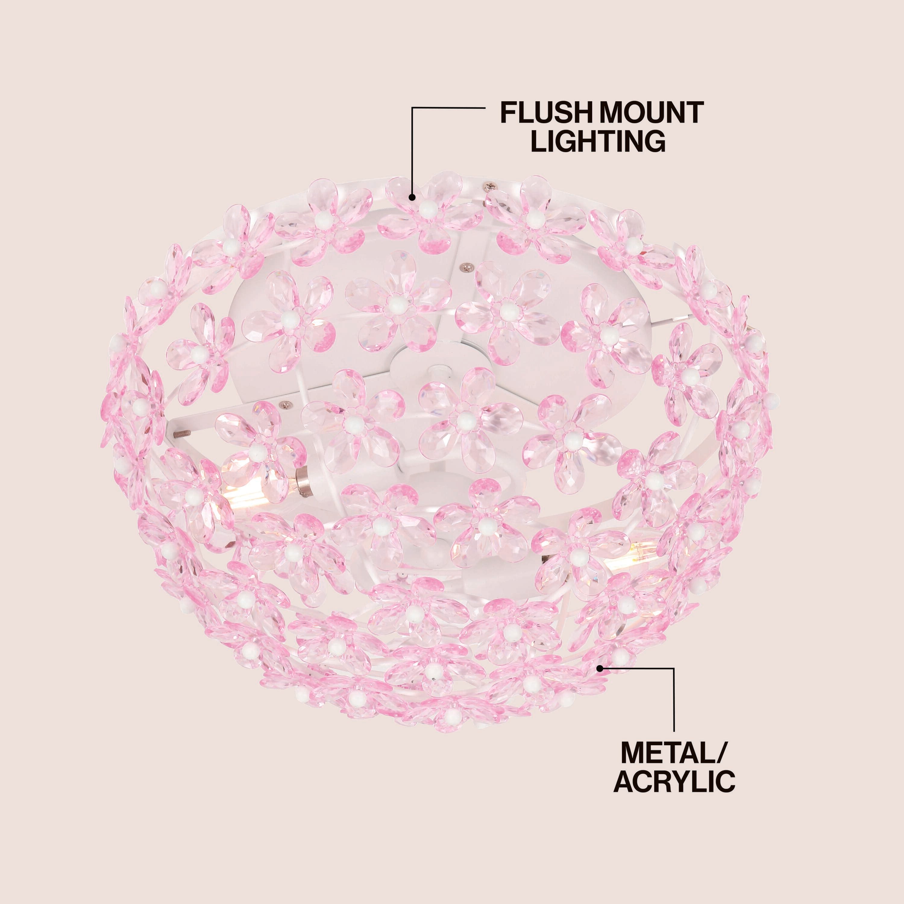 Izzy 2-Light Modern Glam Metal Dome LED Flush Mount with Crystal Flower Accents