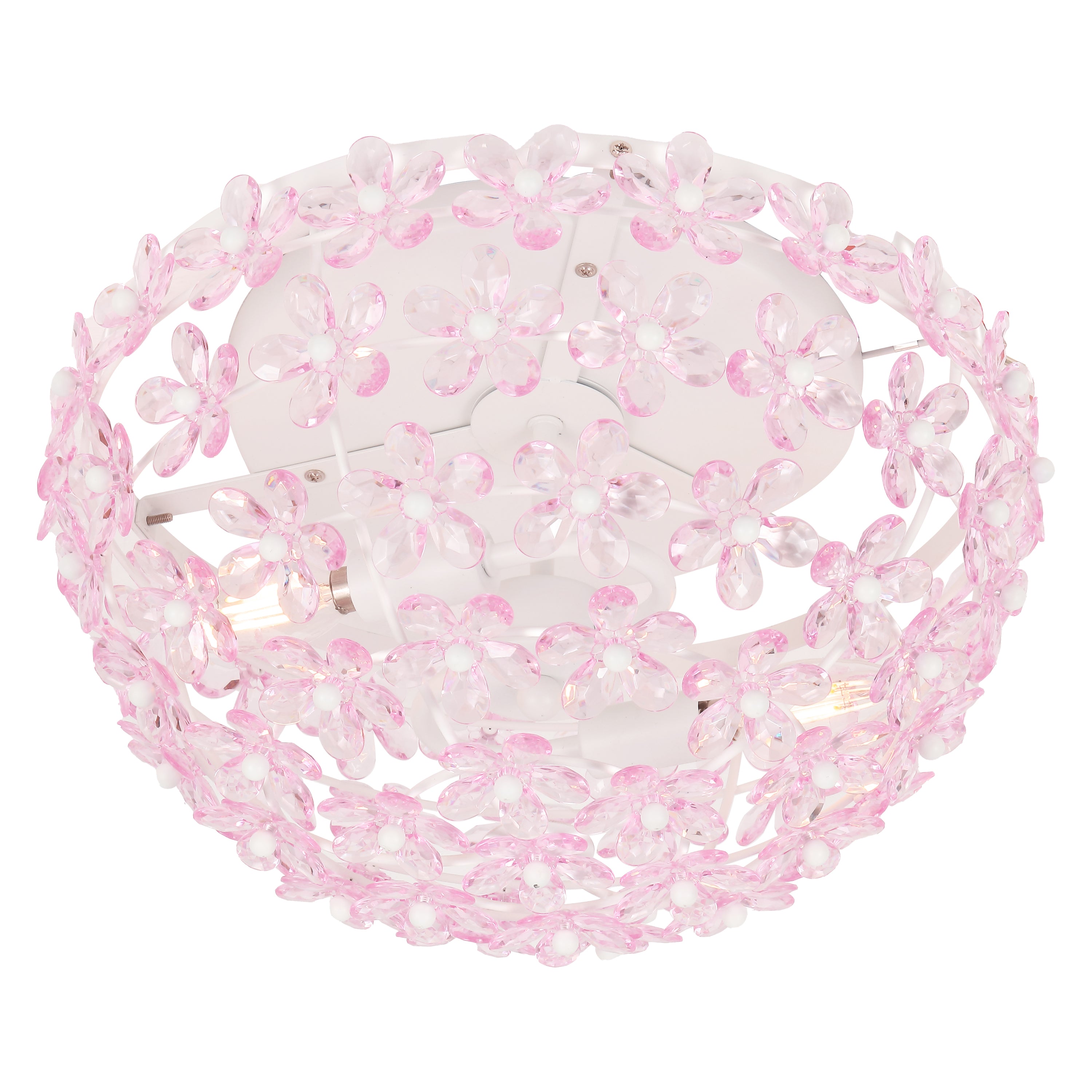 Izzy 2-Light Modern Glam Metal Dome LED Flush Mount with Crystal Flower Accents