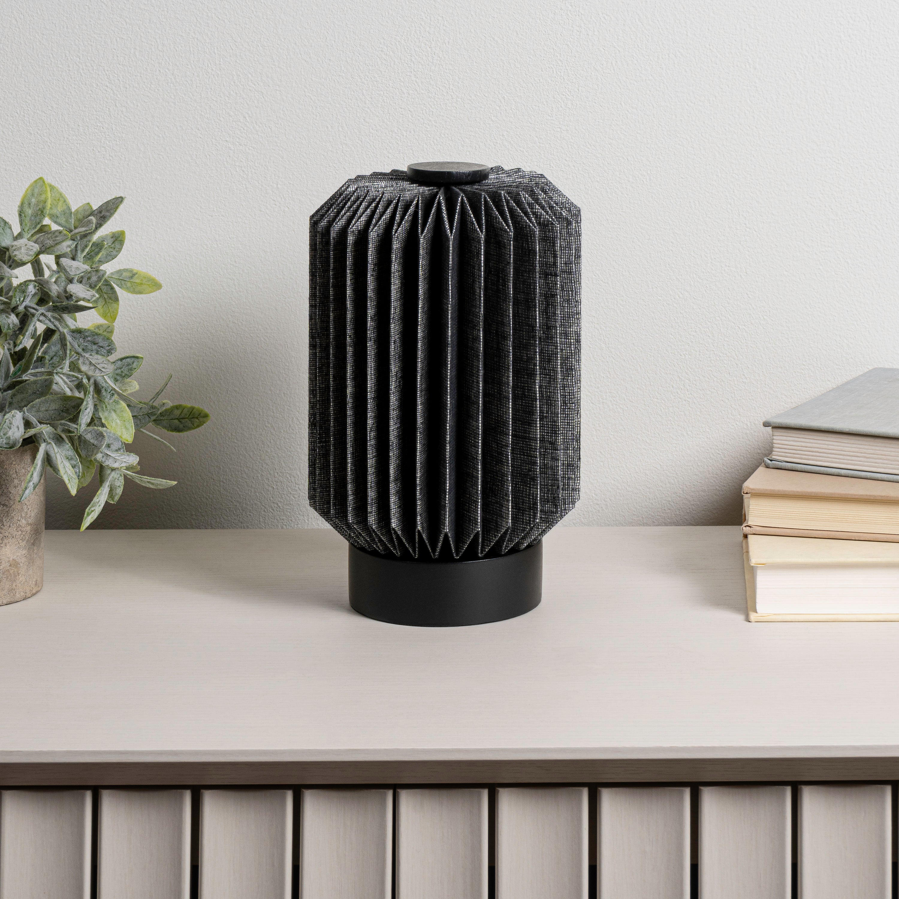 Banks Modern Minimalist Paper Pleated Column Accent LED Table Lamp