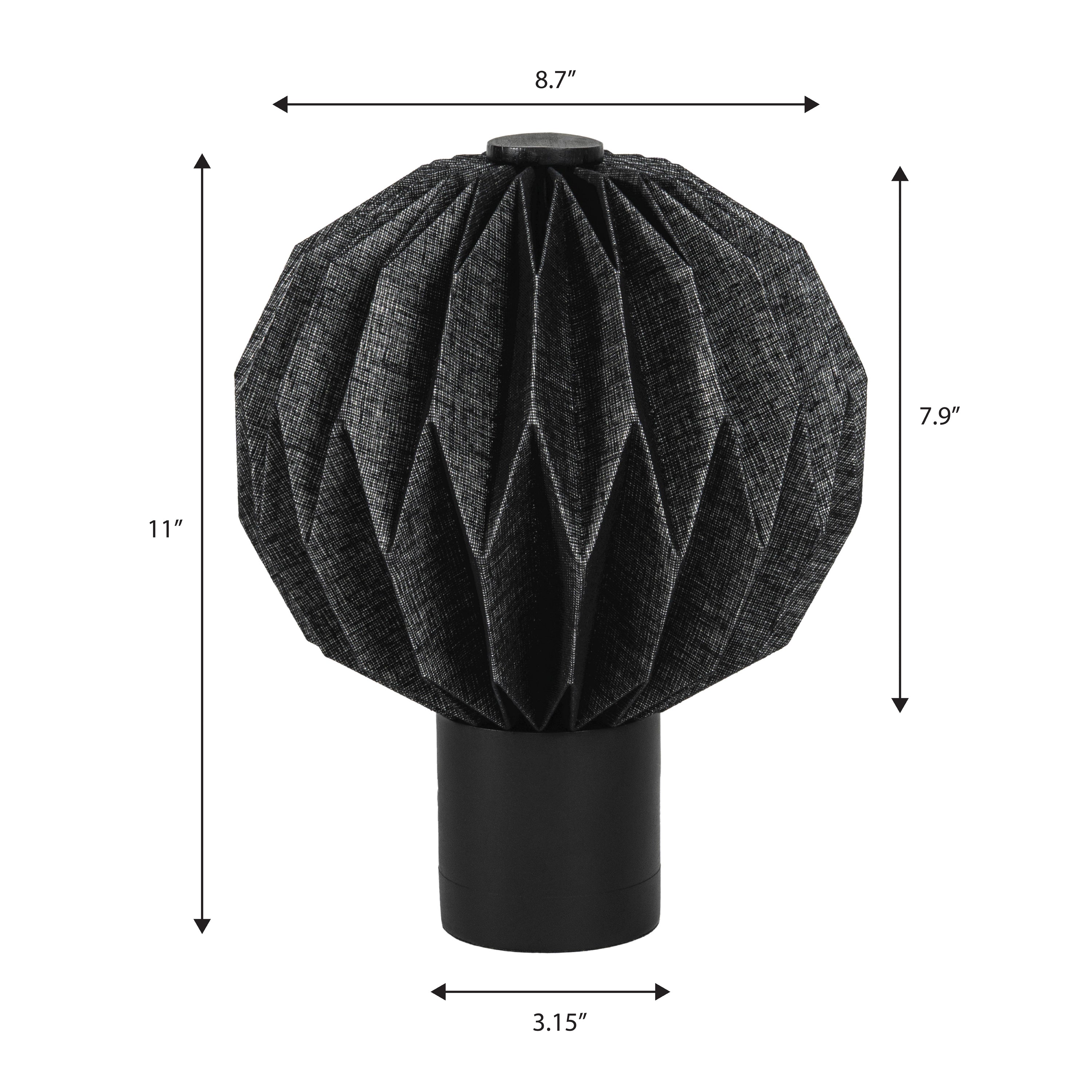 Quincy 11" Modern Minimalist Paper Pleated Orb Accent LED Table Lamp